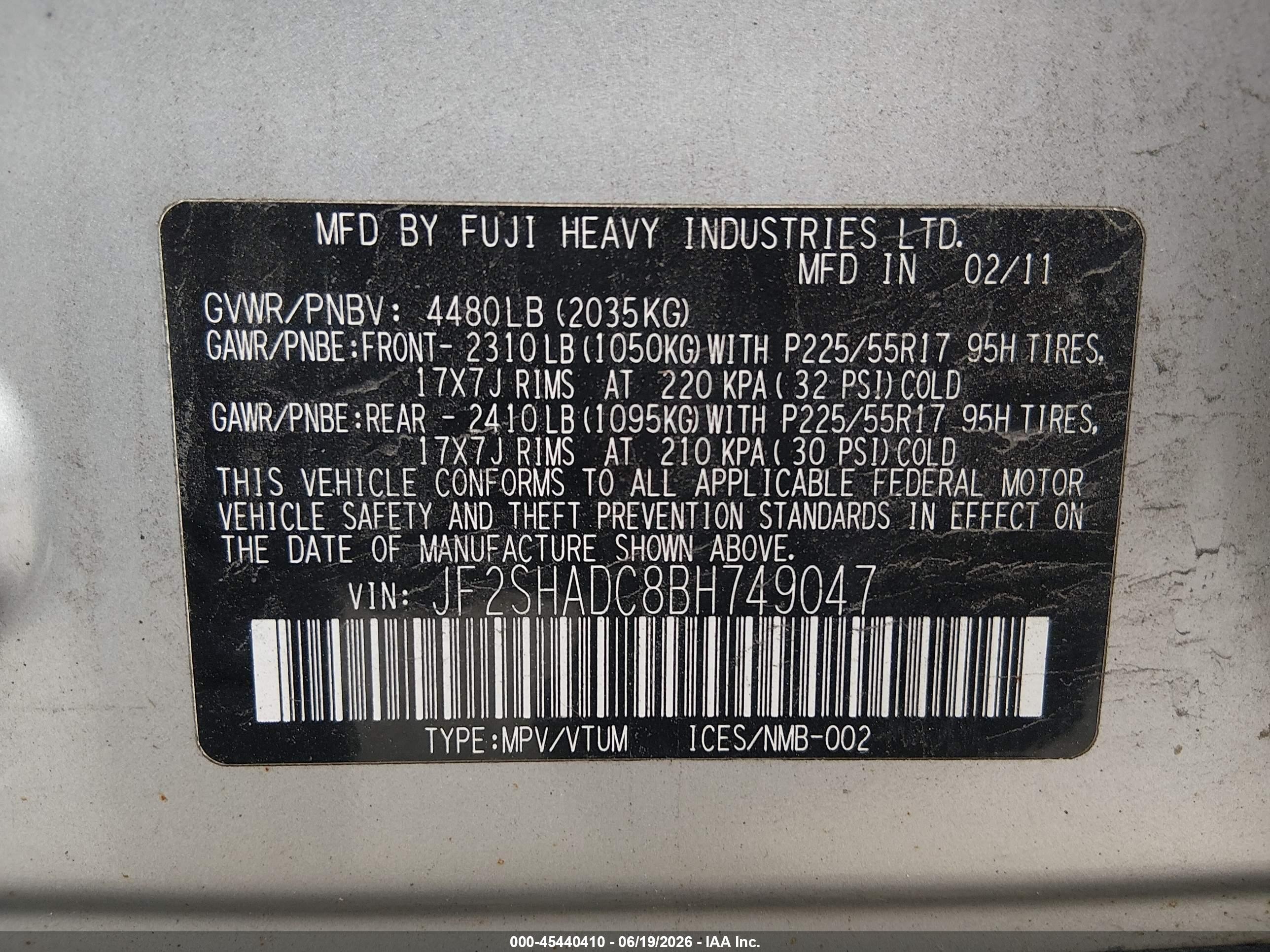 2011 Subaru Forester 2.5x Premium Серебряный vin: JF2SHADC8BH749047