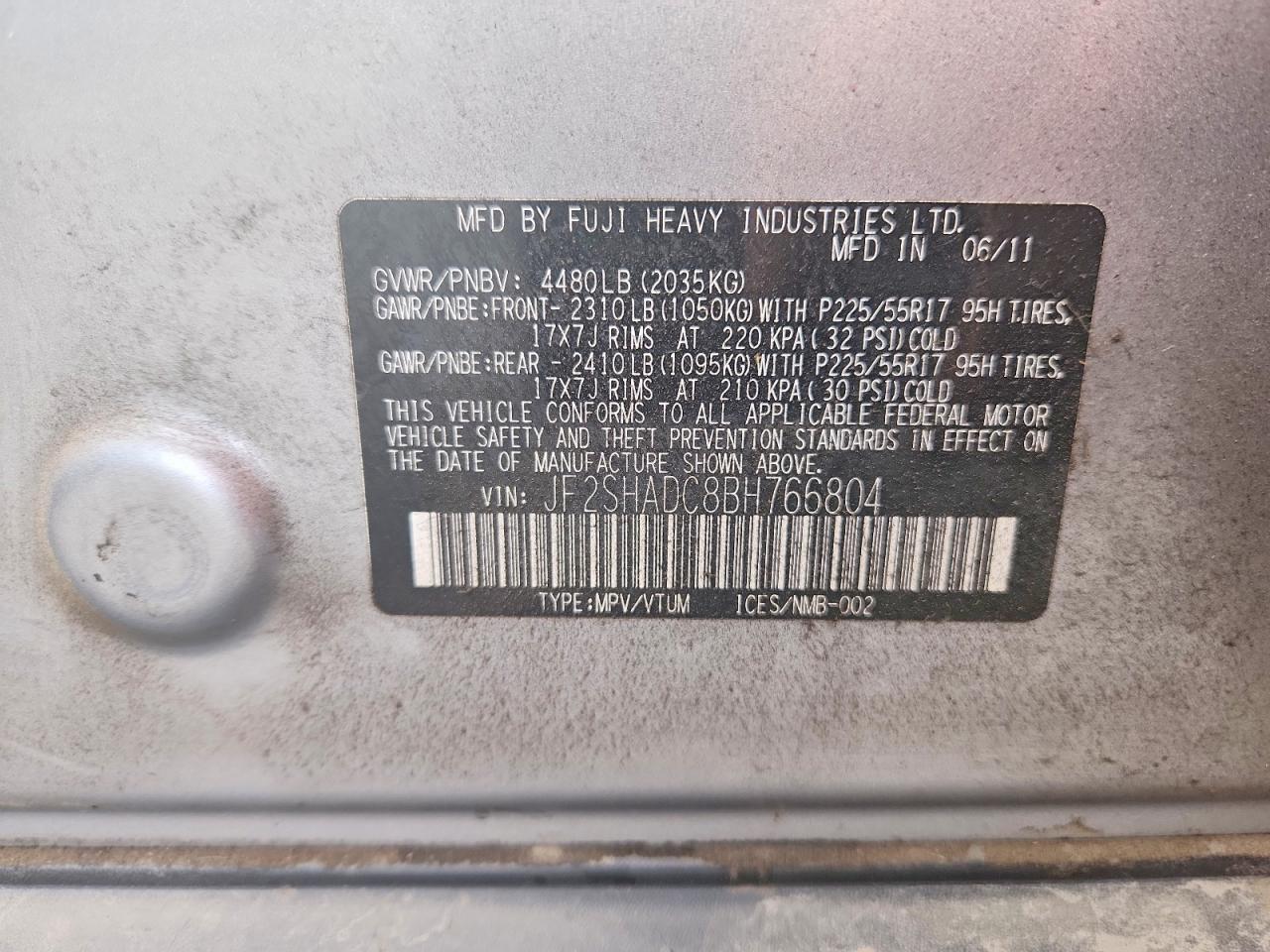 2011 Subaru Forester 2.5x Premium Silver vin: JF2SHADC8BH766804