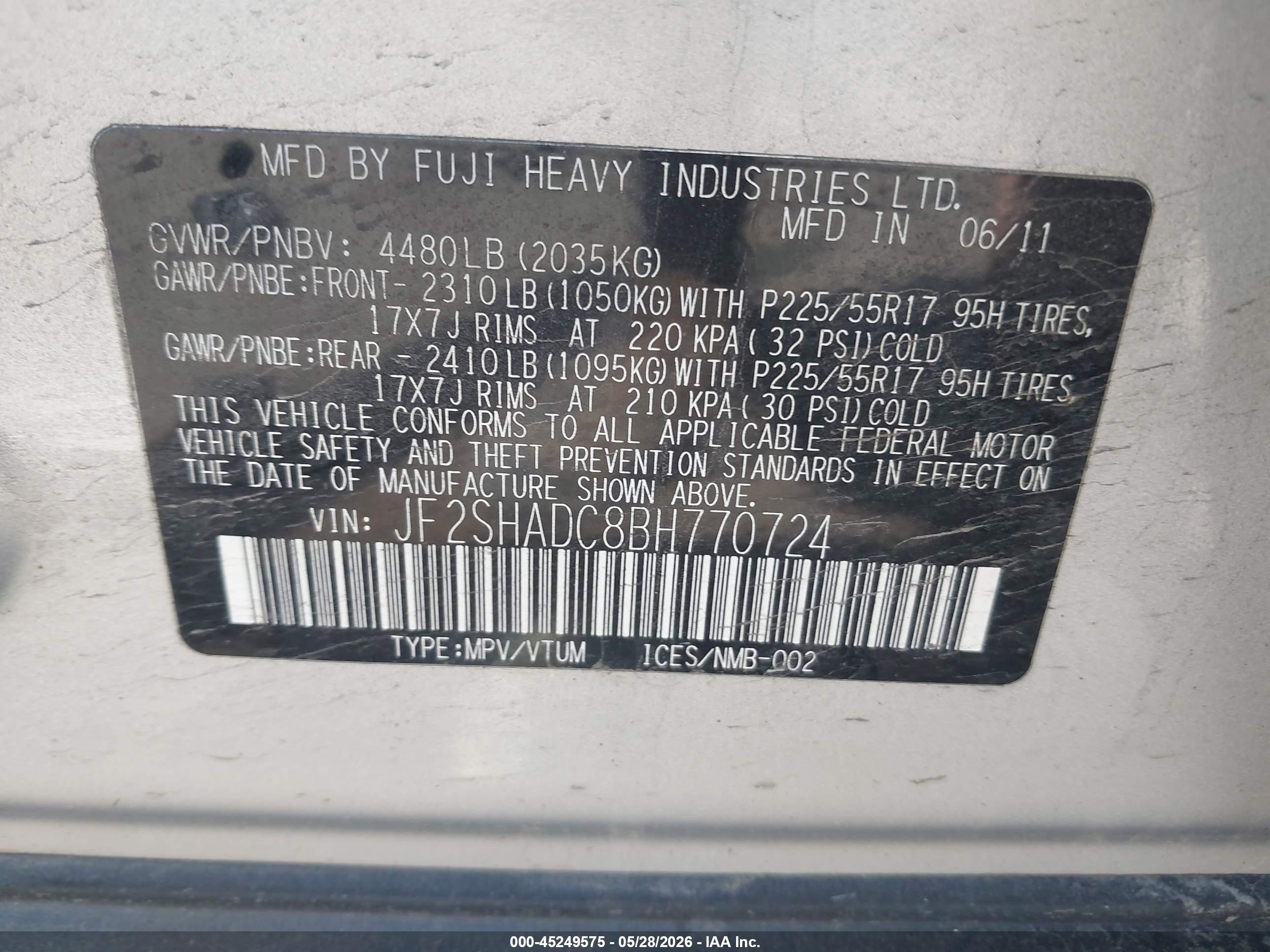 2011 Subaru Forester 2.5x Premium Silver vin: JF2SHADC8BH770724