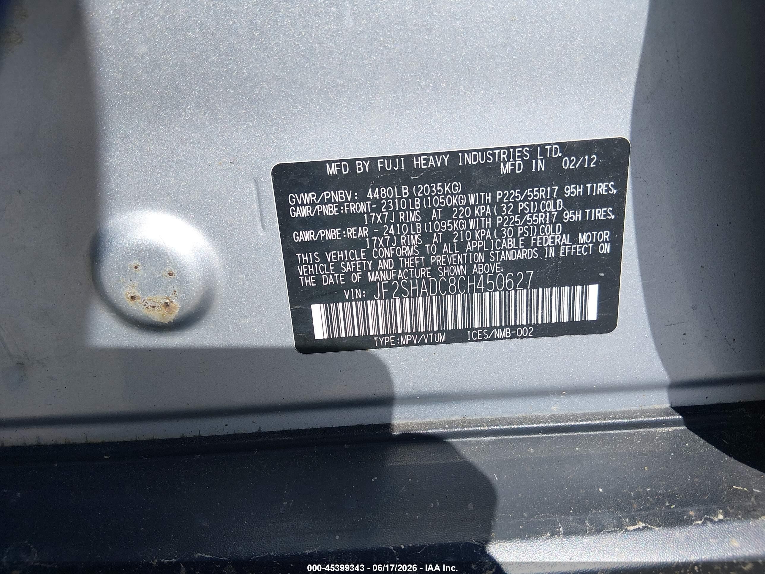 2012 Subaru Forester 2.5x Premium Silver vin: JF2SHADC8CH450627