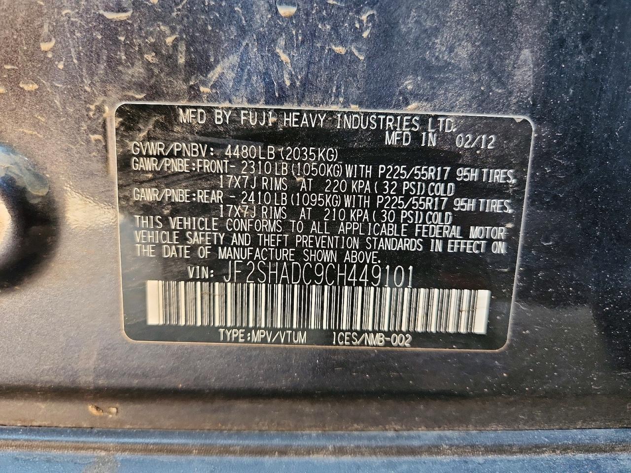 2012 Subaru Forester 2.5x Premium Gray vin: JF2SHADC9CH449101