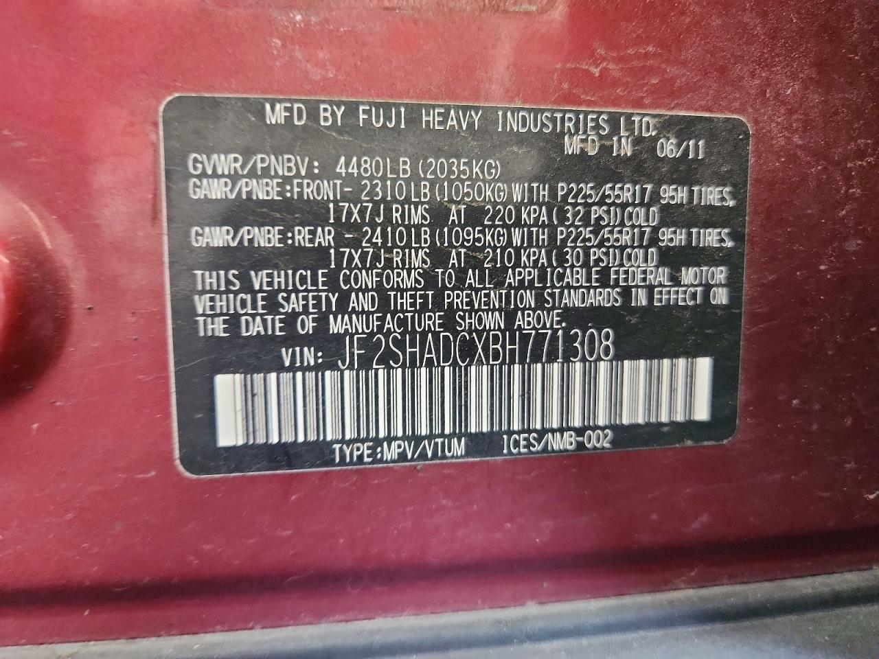 2011 Subaru Forester 2.5x Premium Red vin: JF2SHADCXBH771308