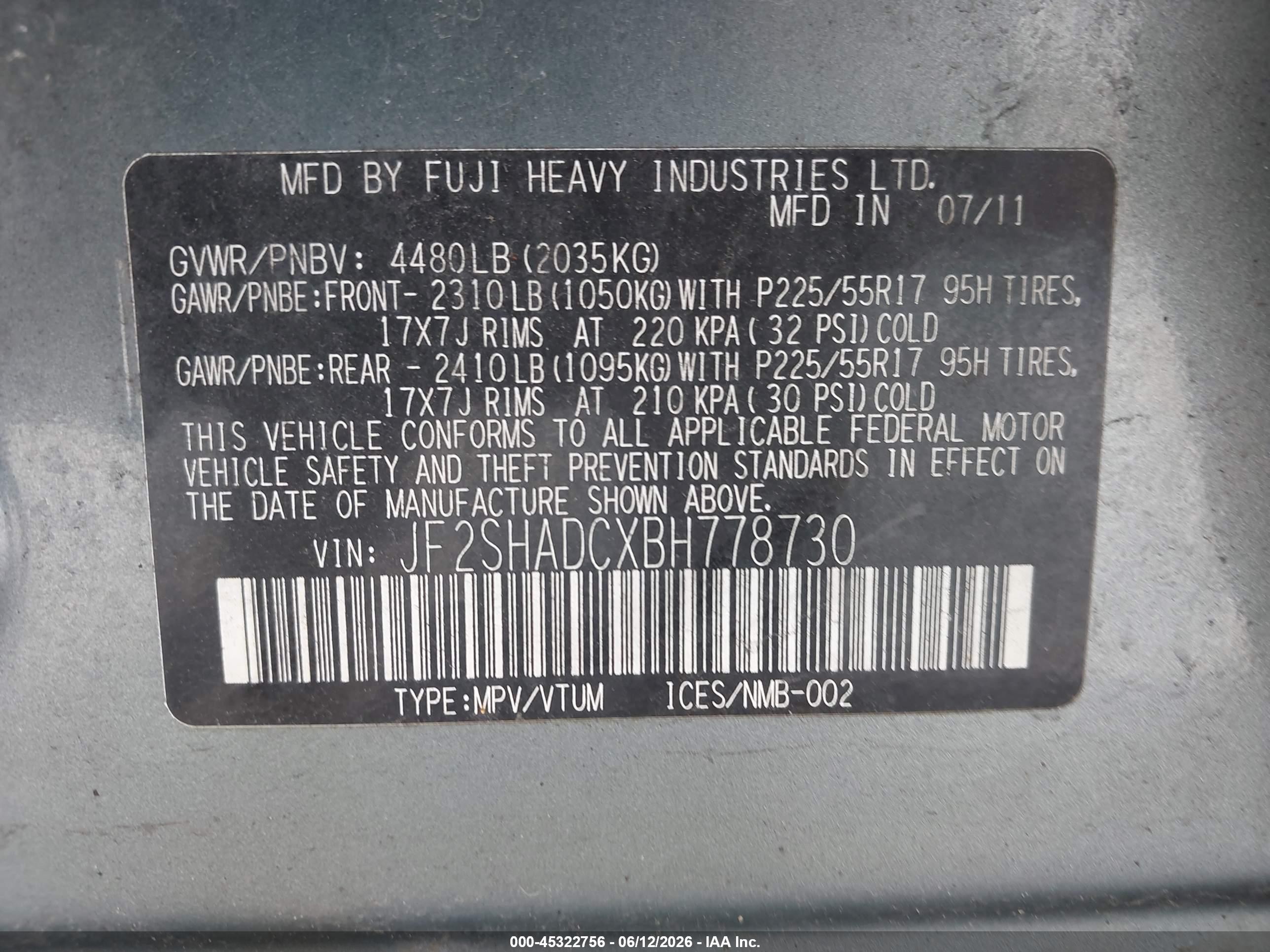 2011 Subaru Forester 2.5x Premium Gray vin: JF2SHADCXBH778730