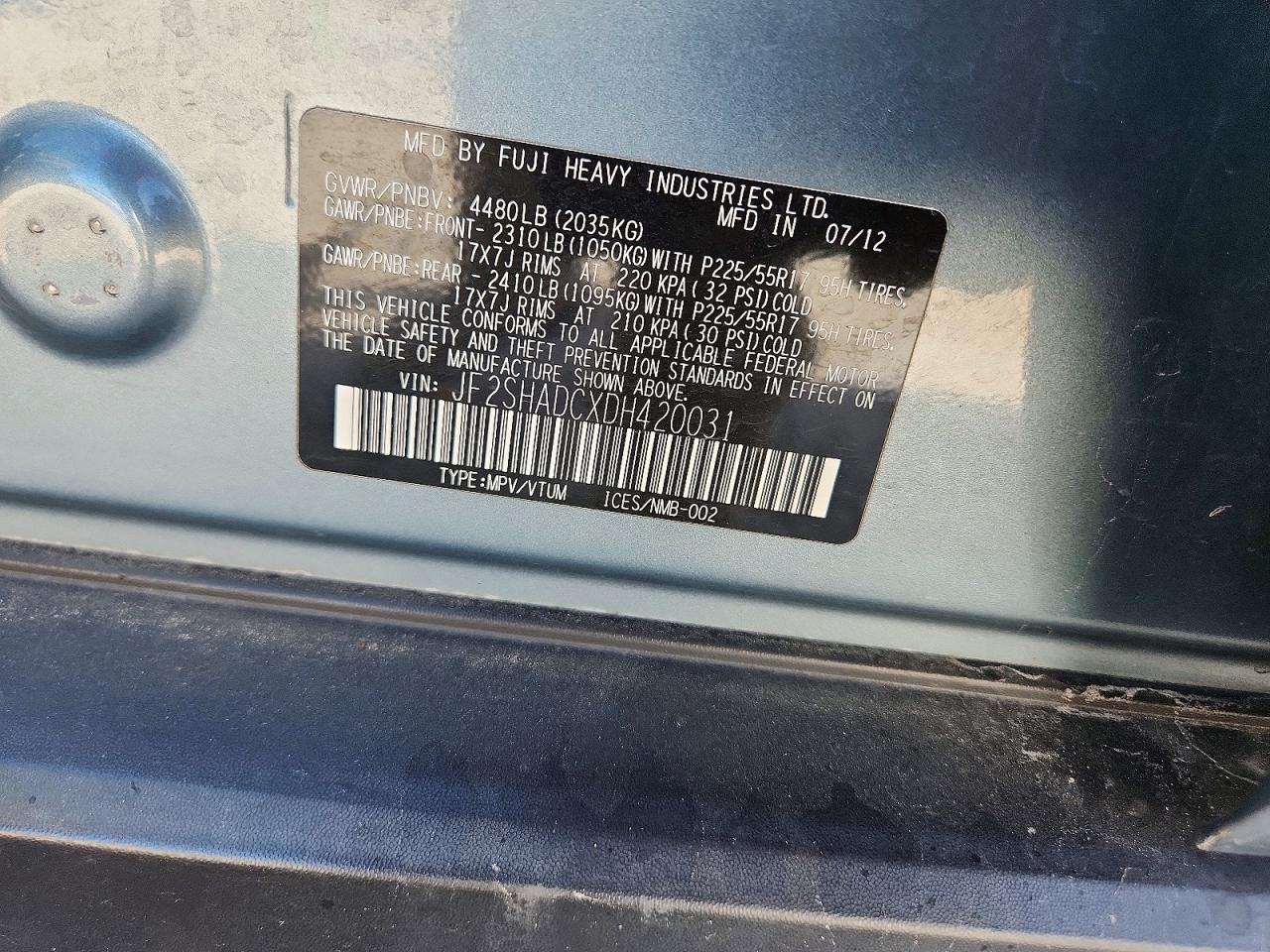 2013 Subaru Forester 2.5x Premium Teal vin: JF2SHADCXDH420031