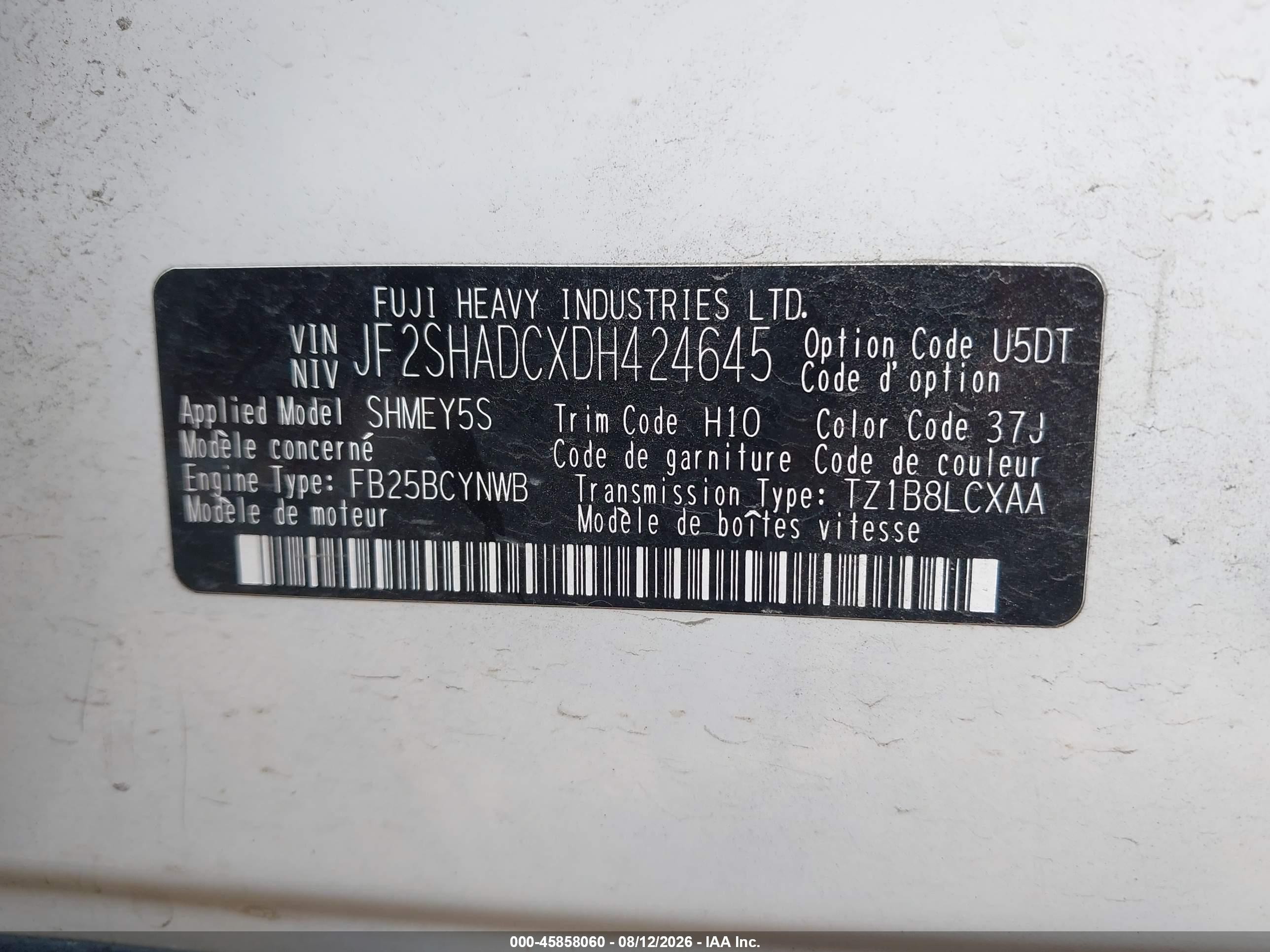 2013 Subaru Forester 2.5x Premium White vin: JF2SHADCXDH424645