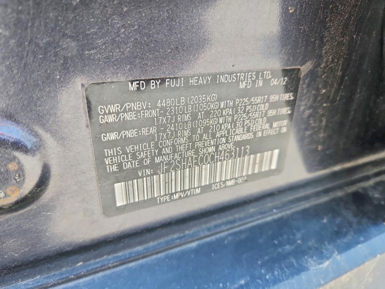 2012 Subaru Forester Limited Gray vin: JF2SHAEC0CH463113