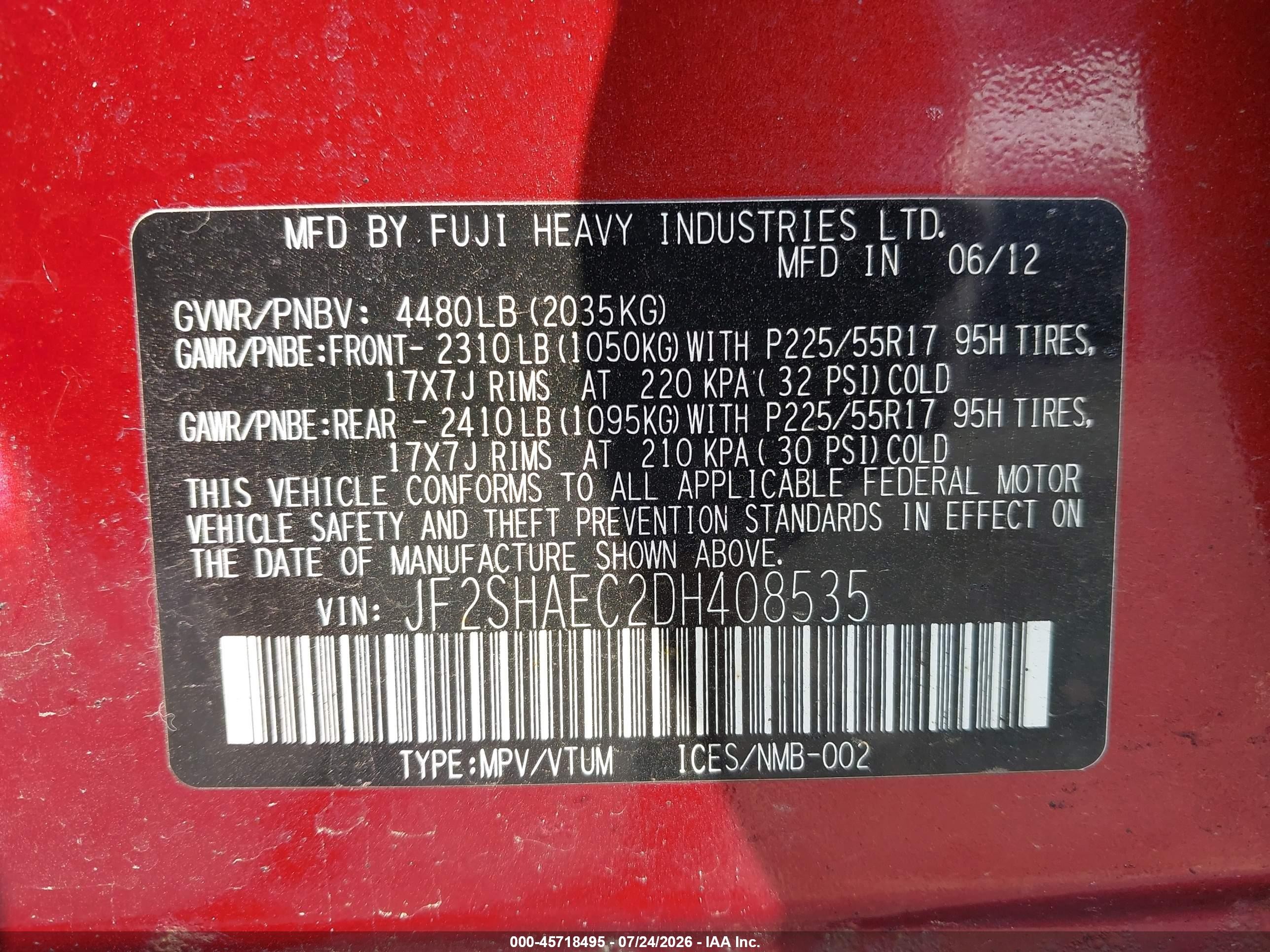 2013 Subaru Forester 2.5x Limited Maroon vin: JF2SHAEC2DH408535