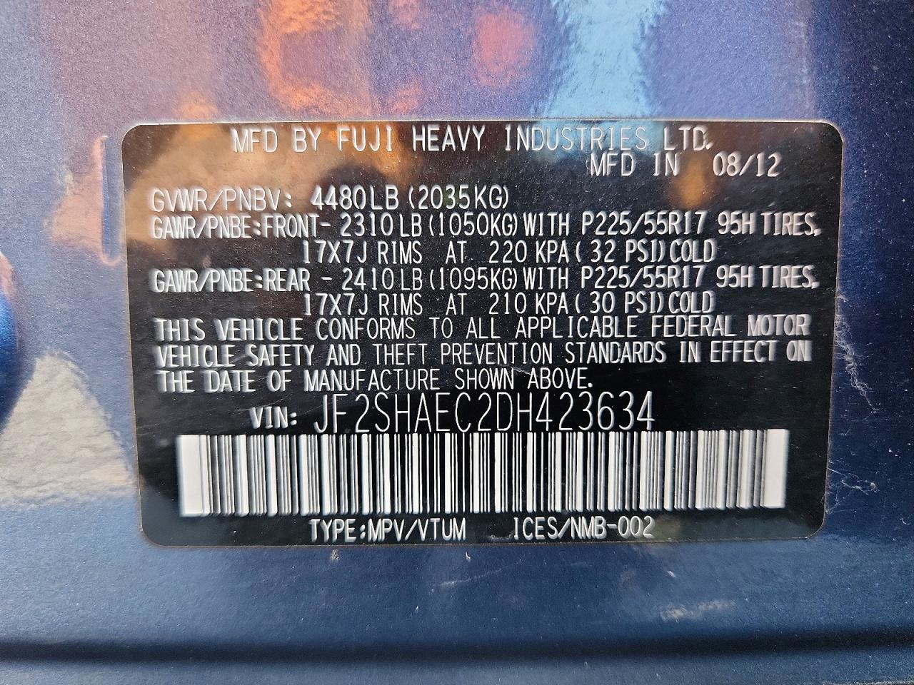 2013 Subaru Forester Limited Blue vin: JF2SHAEC2DH423634