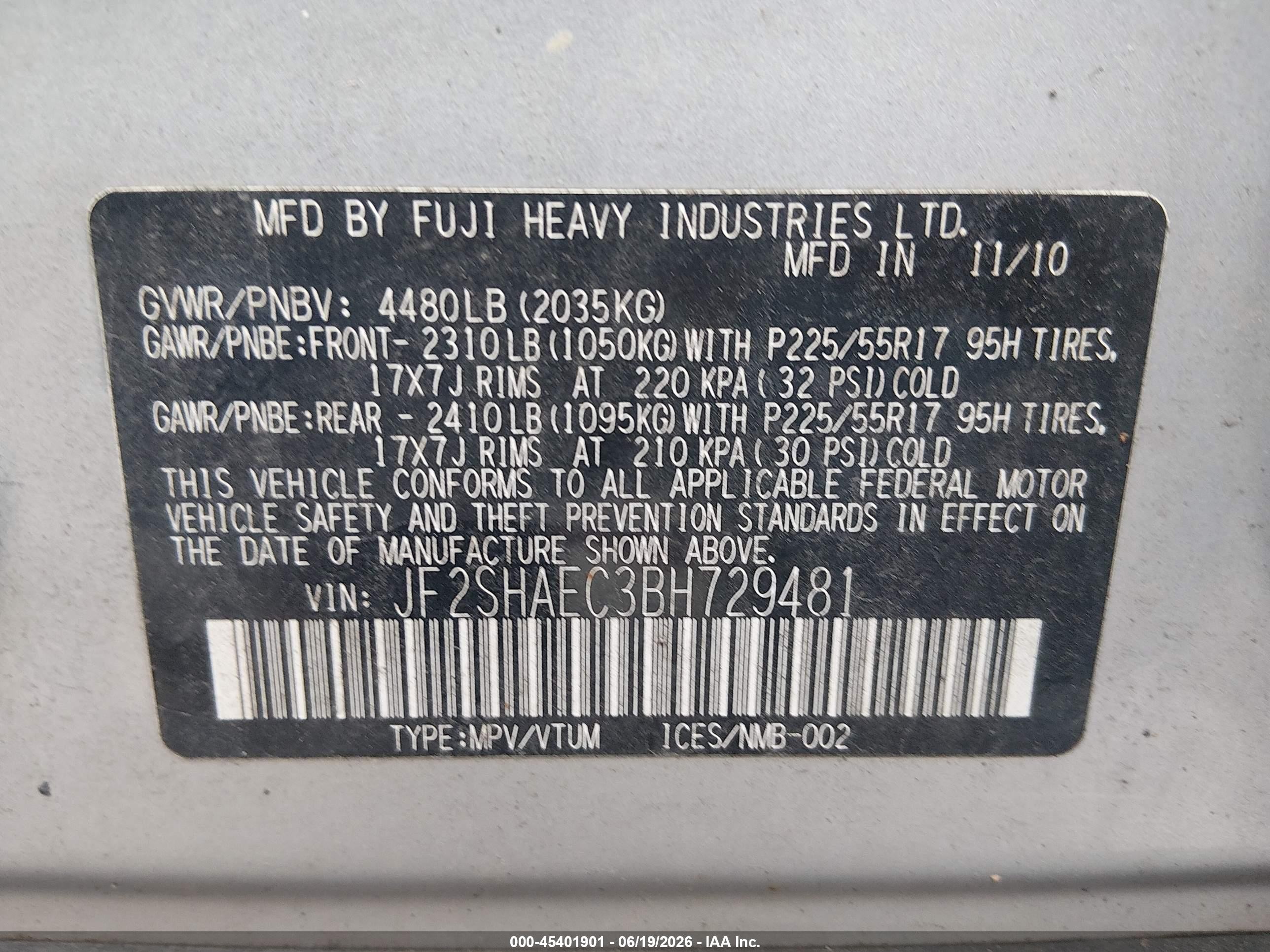 2011 Subaru Forester 2.5x Limited Silver vin: JF2SHAEC3BH729481