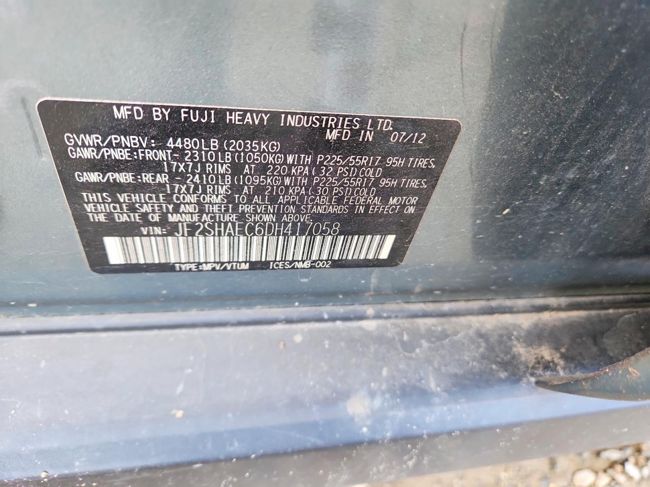 2013 Subaru Forester Limited Teal vin: JF2SHAEC6DH417058