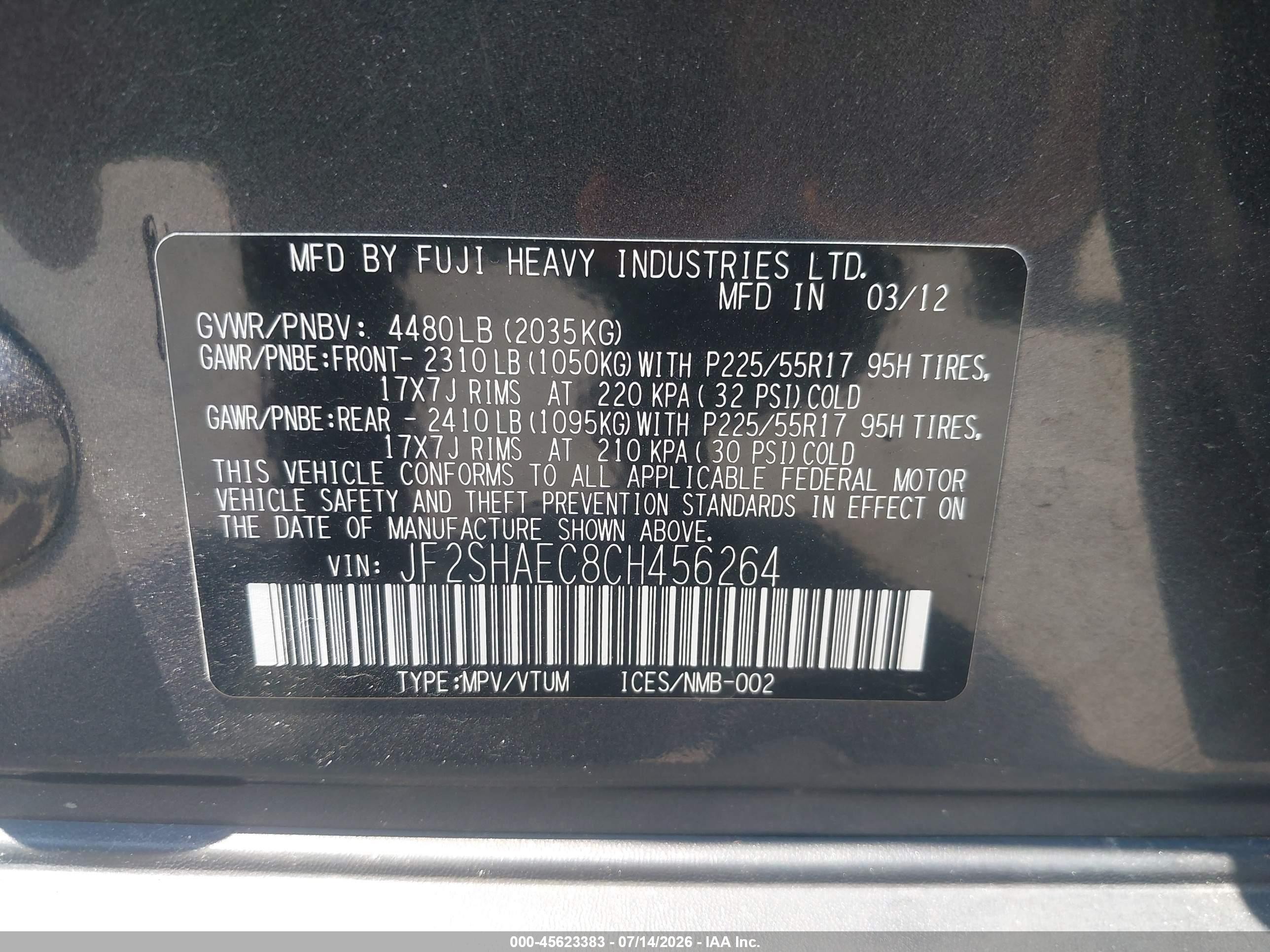 2012 Subaru Forester 2.5x Limited Gray vin: JF2SHAEC8CH456264