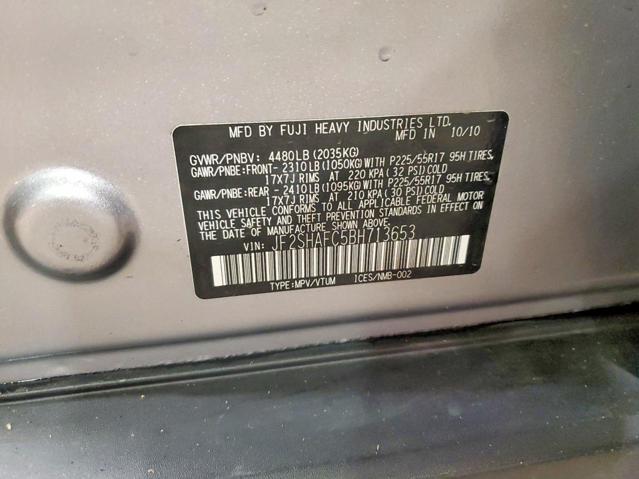 2011 Subaru Forester Limited Серебряный vin: JF2SHAFC5BH713653