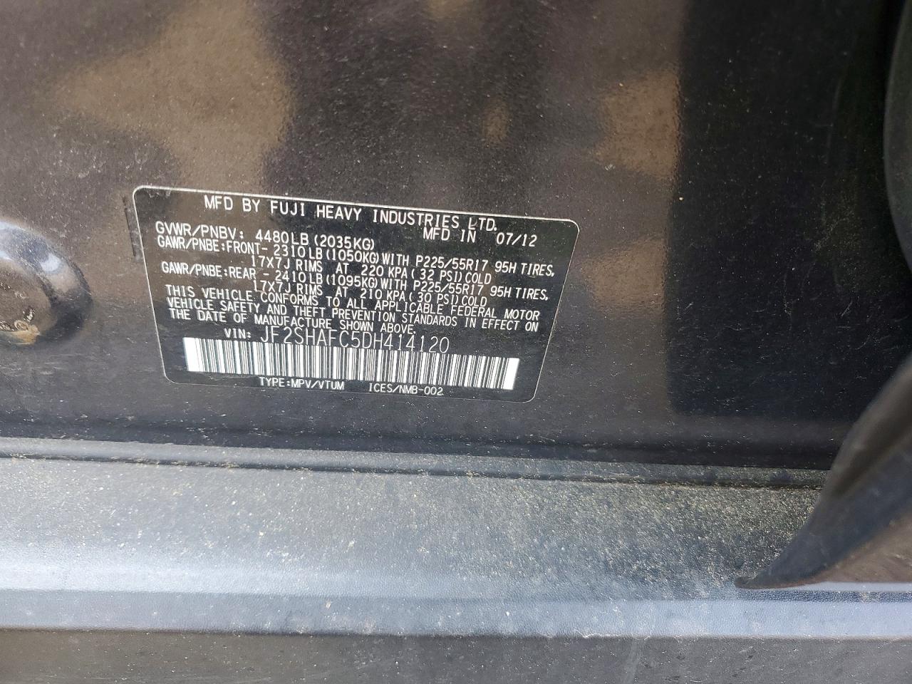 2013 Subaru Forester Limited Black vin: JF2SHAFC5DH414120