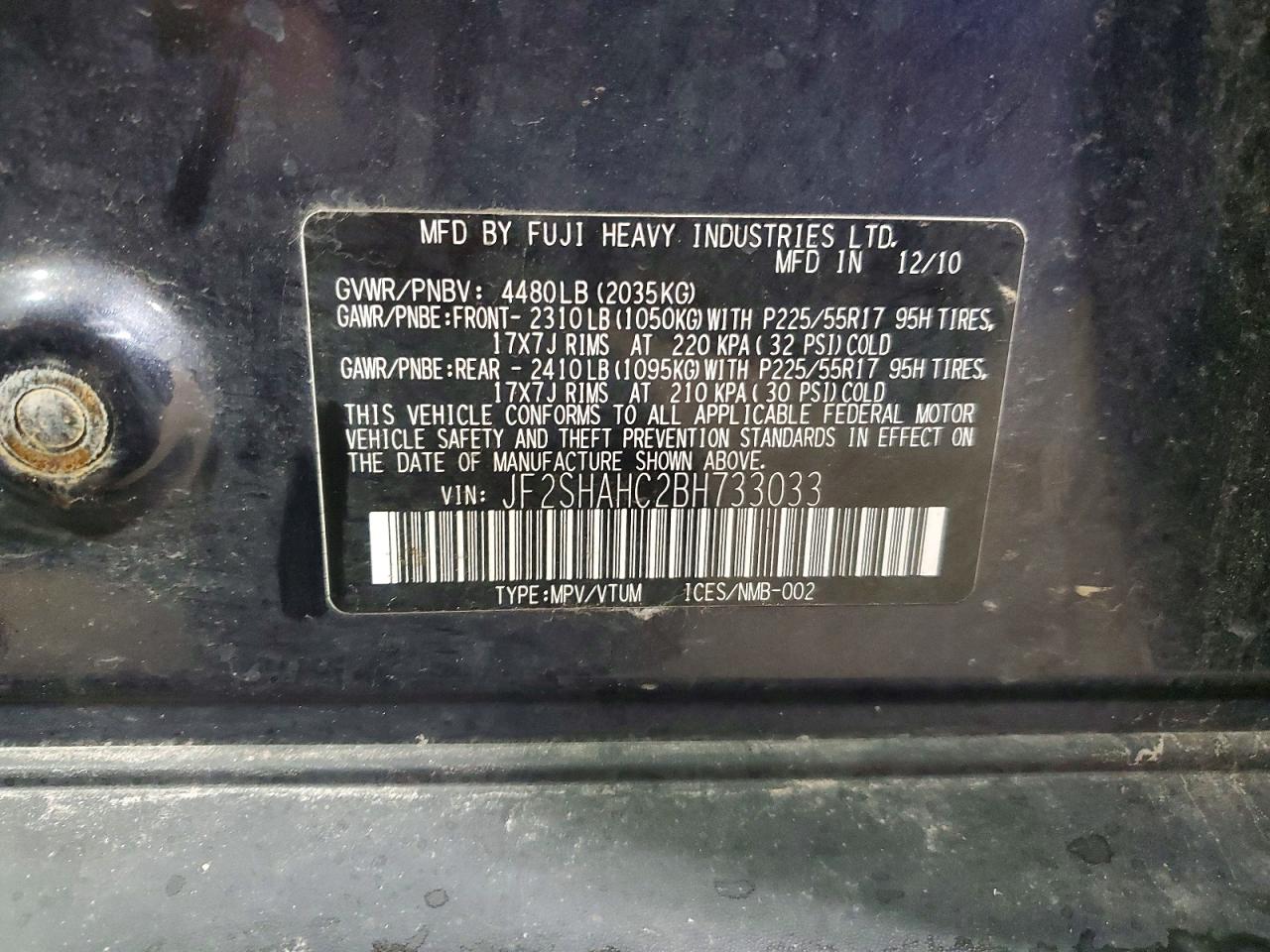 2011 Subaru Forester Touring Blue vin: JF2SHAHC2BH733033