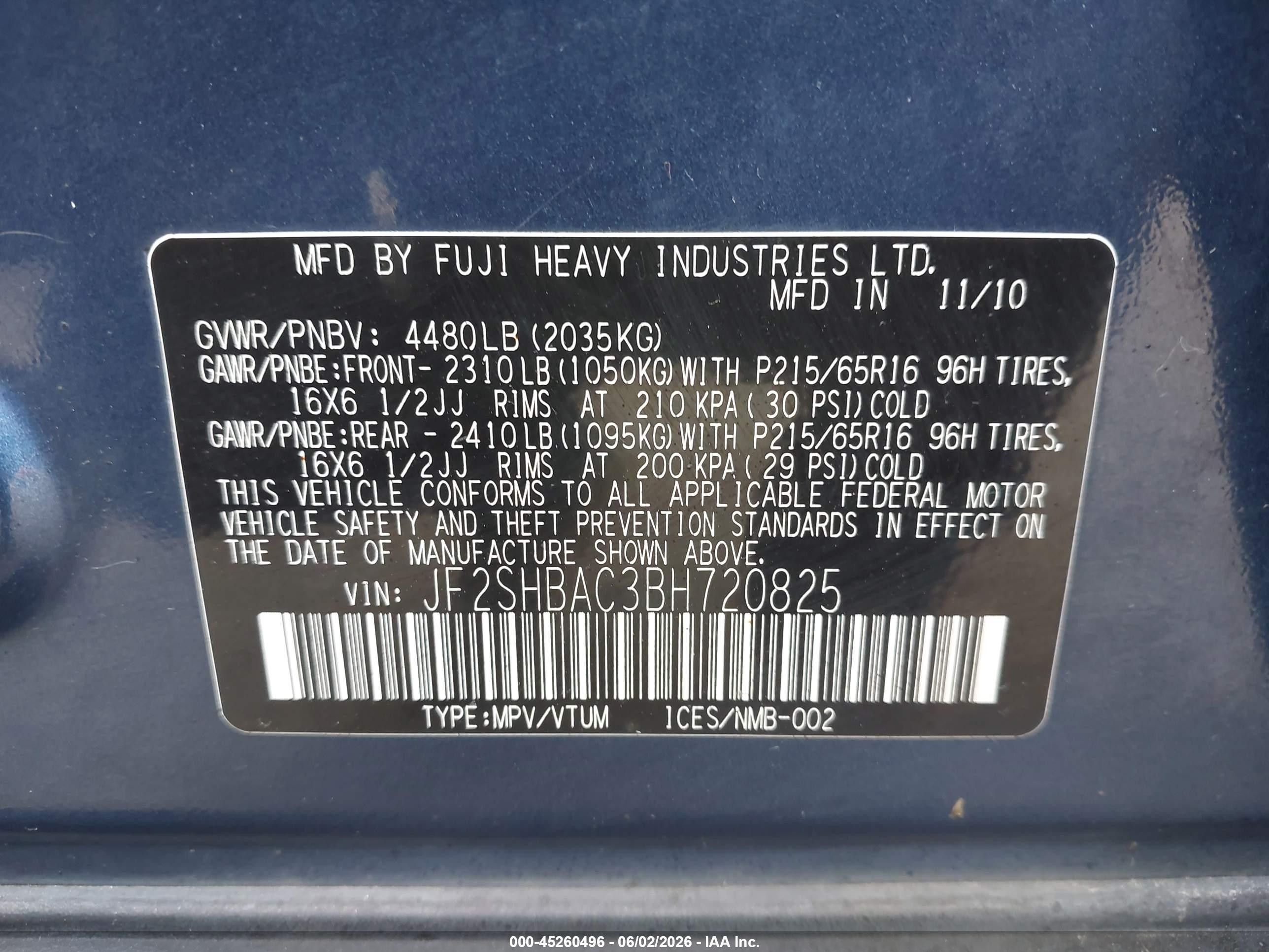 2011 Subaru Forester 2.5x Dark Blue vin: JF2SHBAC3BH720825