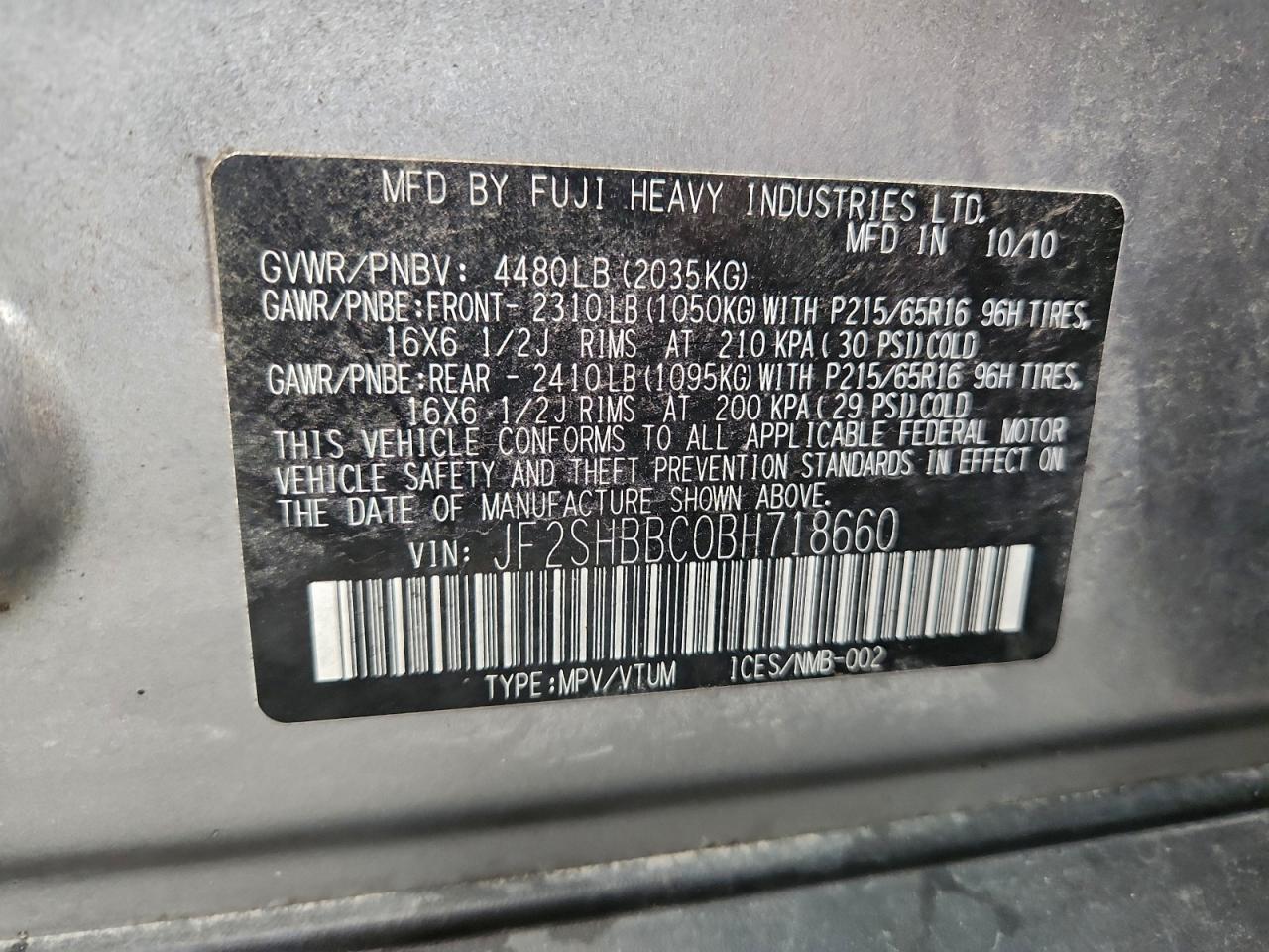 2011 Subaru Forester 2.5x Silver vin: JF2SHBBC0BH718660