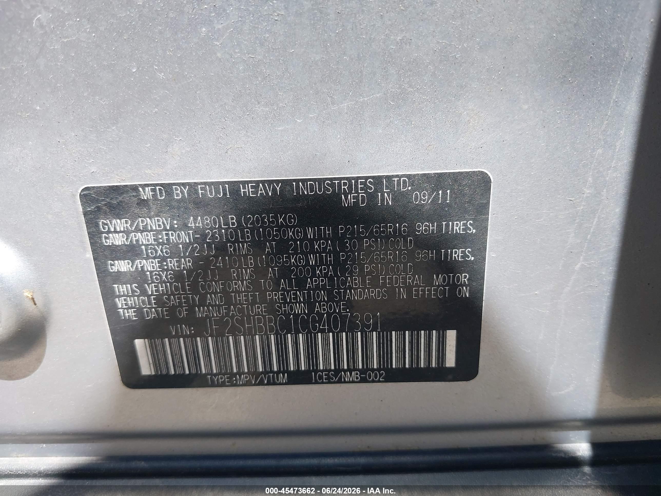 2012 Subaru Forester 2.5x Silver vin: JF2SHBBC1CG407391