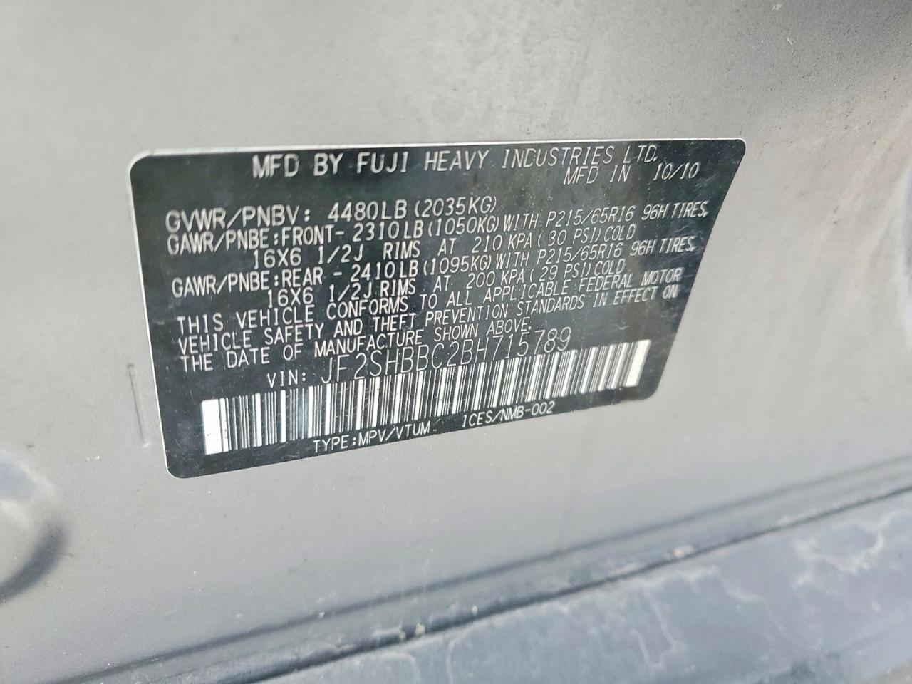 2011 Subaru Forester 2.5x Silver vin: JF2SHBBC2BH715789