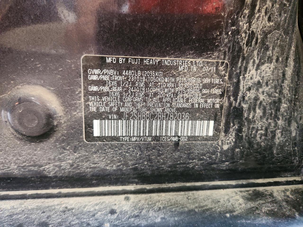 2011 Subaru Forester 2.5x Charcoal vin: JF2SHBBC2BH782036