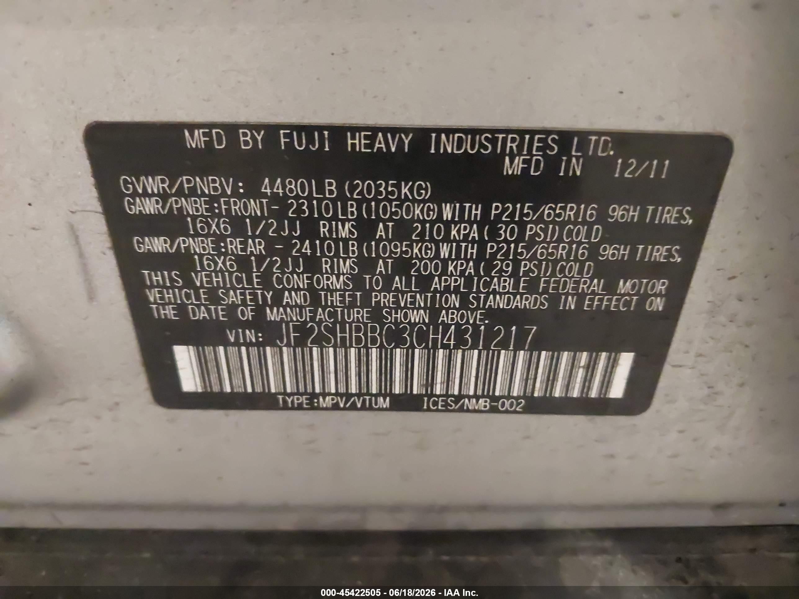 2012 Subaru Forester 2.5x Silver vin: JF2SHBBC3CH431217