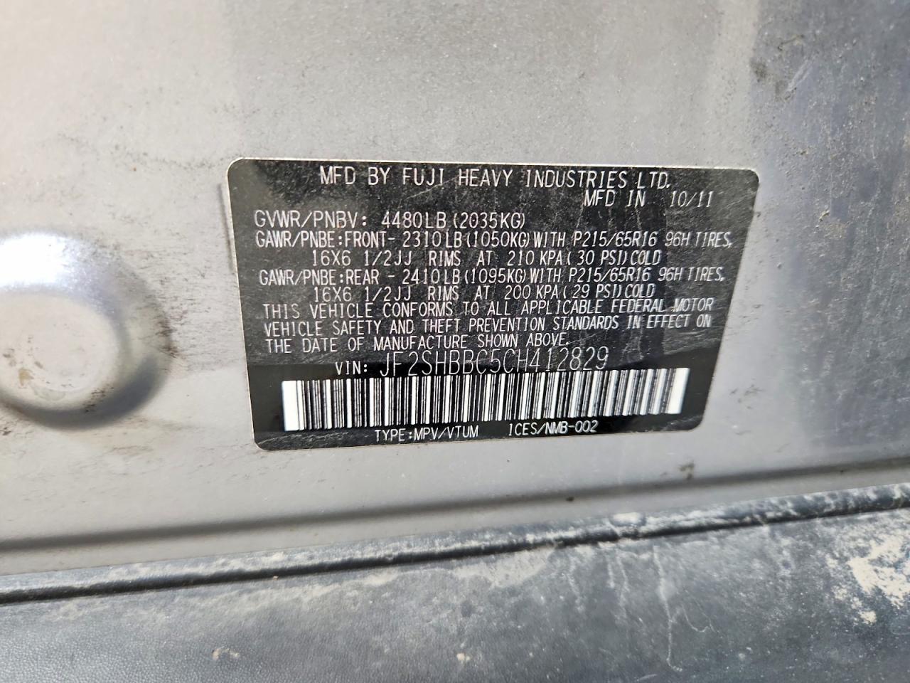 2012 Subaru Forester 2.5x Silver vin: JF2SHBBC5CH412829