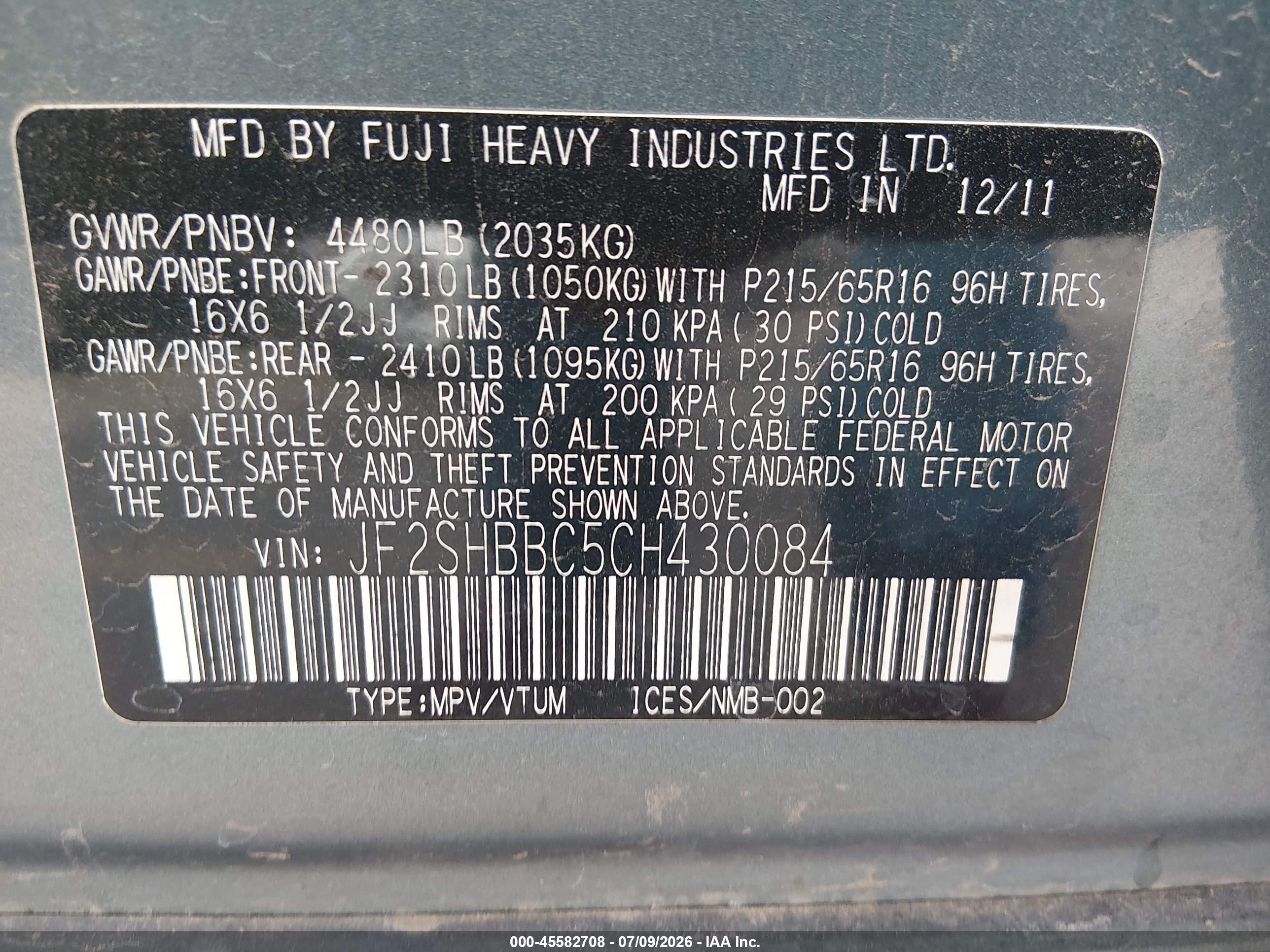 2012 Subaru Forester 2.5x Gray vin: JF2SHBBC5CH430084