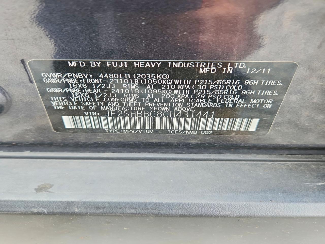 2012 Subaru Forester 2.5x Gray vin: JF2SHBBC8CH431441
