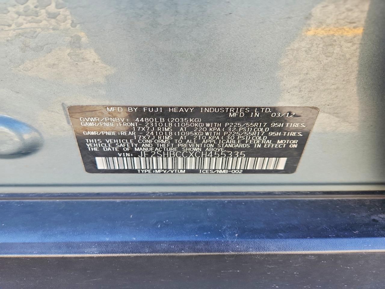 2012 Subaru Forester 2.5x Premium Blue vin: JF2SHBCCXCH455335