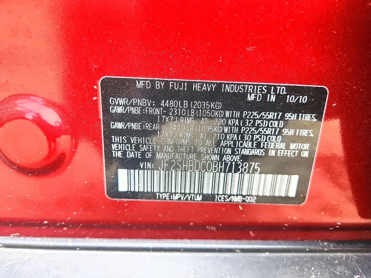 2011 Subaru Forester 2.5x Premium Burgundy vin: JF2SHBDC0BH713875
