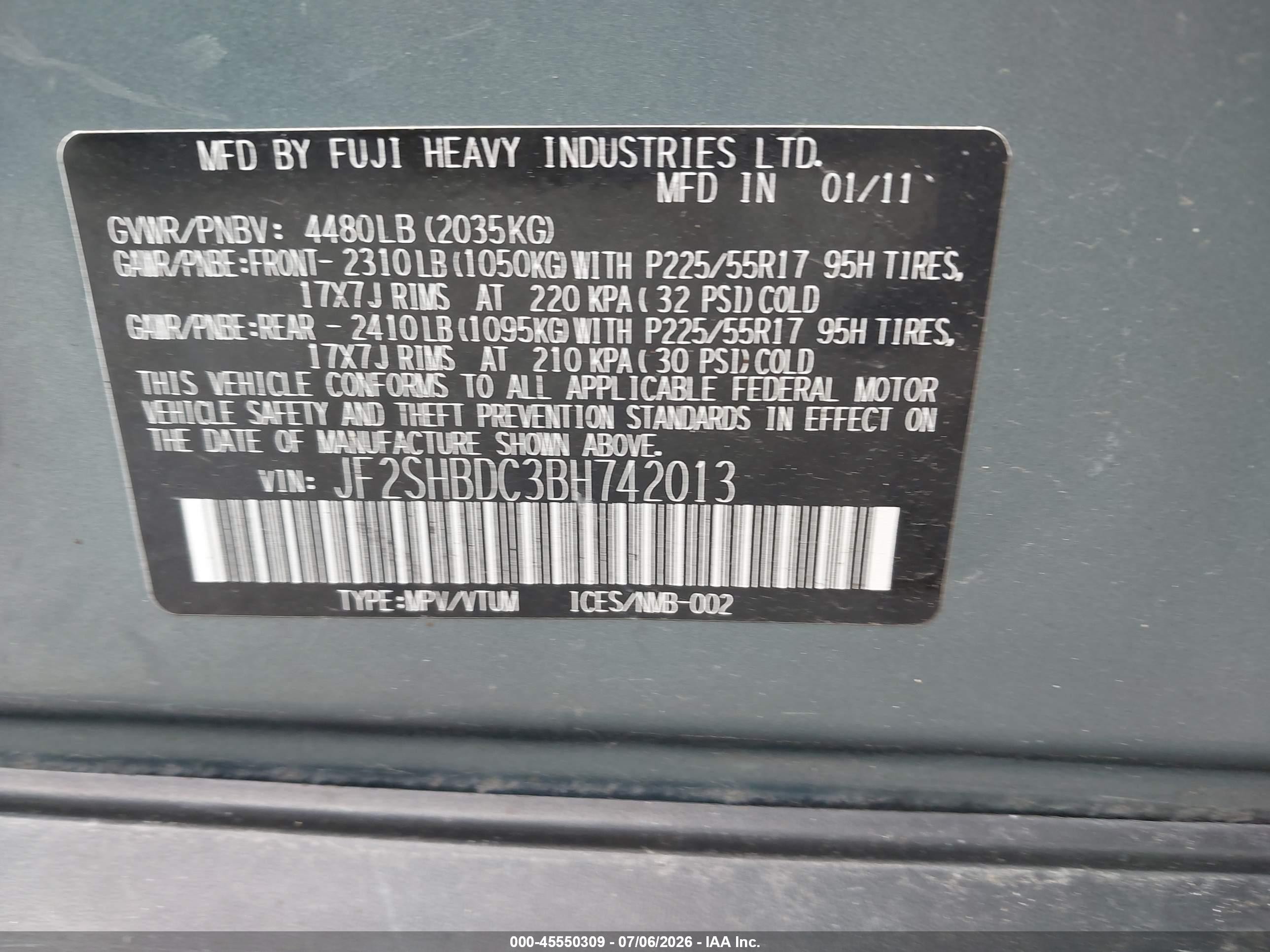 2011 Subaru Forester 2.5x Premium Green vin: JF2SHBDC3BH742013
