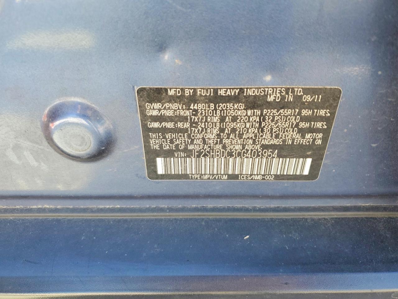 2012 Subaru Forester 2.5x Premium Blue vin: JF2SHBDC3CG403954