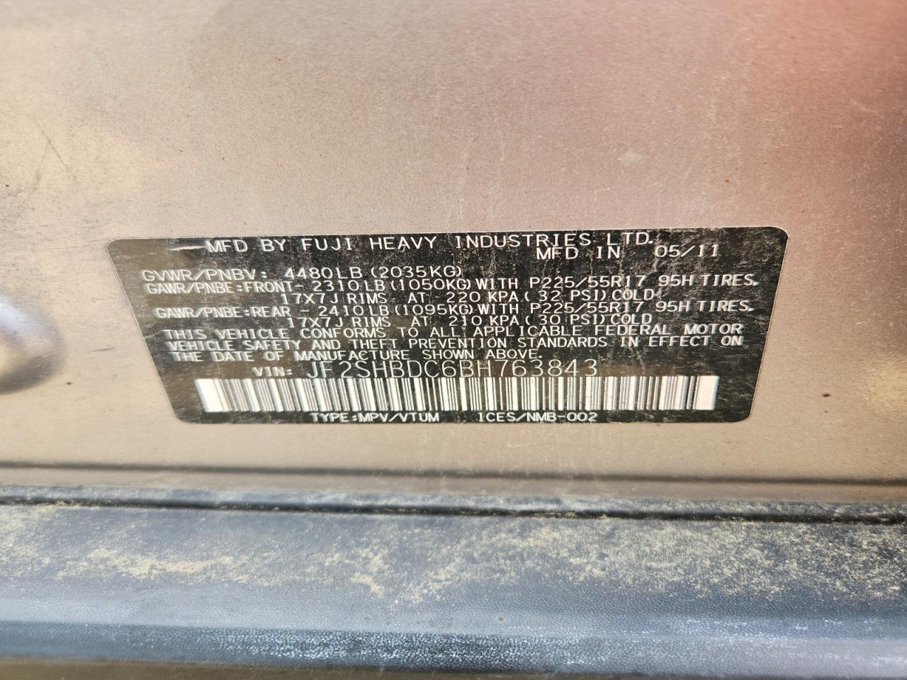 2011 Subaru Forester Silver vin: JF2SHBDC6BH763843