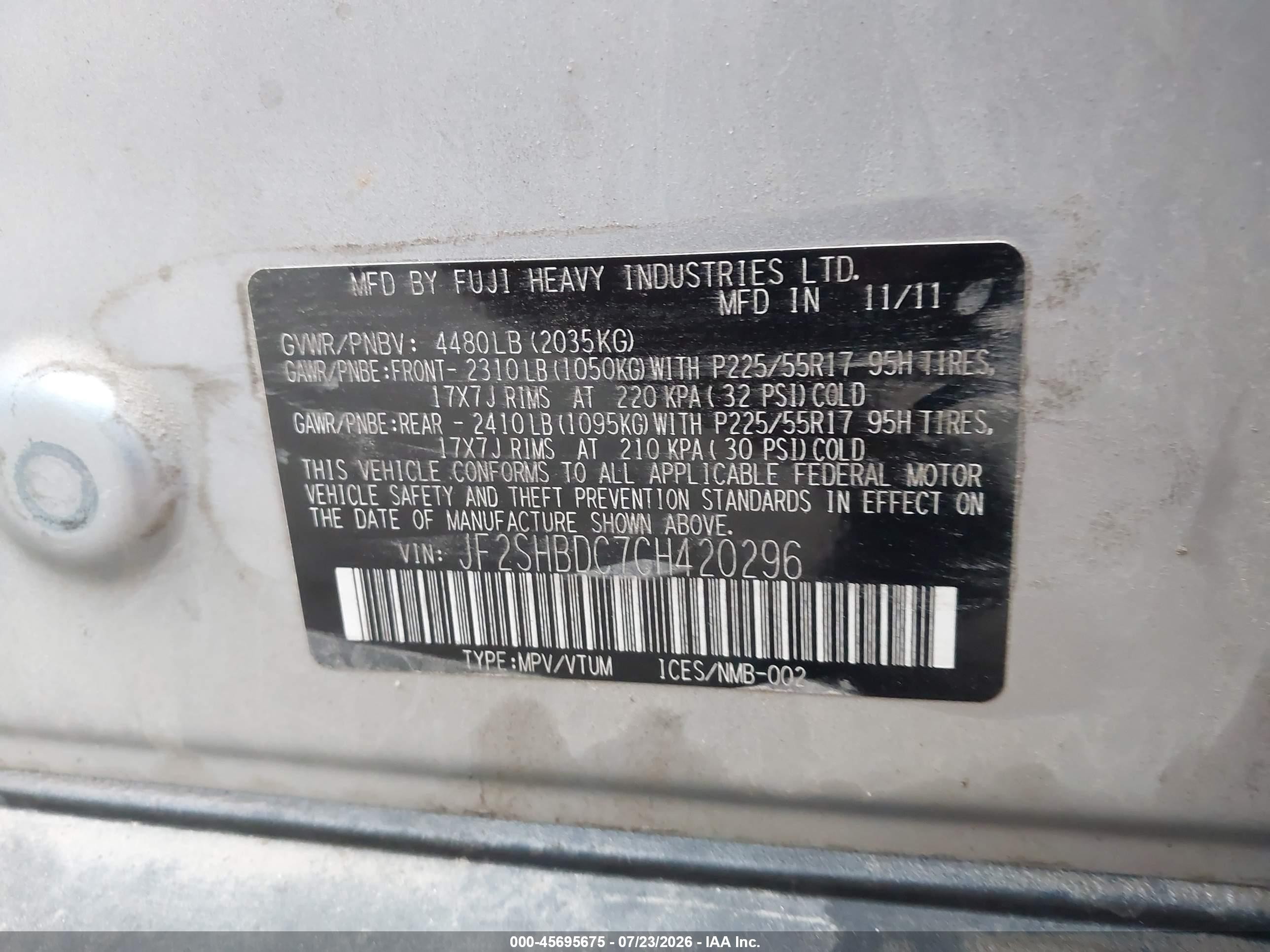 2012 Subaru Forester 2.5x Premium Серебряный vin: JF2SHBDC7CH420296