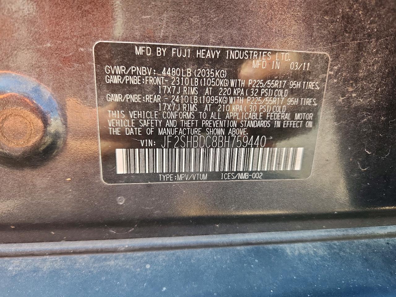 2011 Subaru Forester 2.5x Premium Gray vin: JF2SHBDC8BH759440