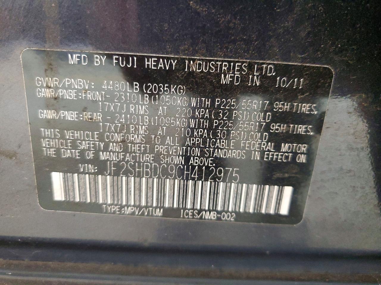 2012 Subaru Forester 2.5x Premium Charcoal vin: JF2SHBDC9CH412975