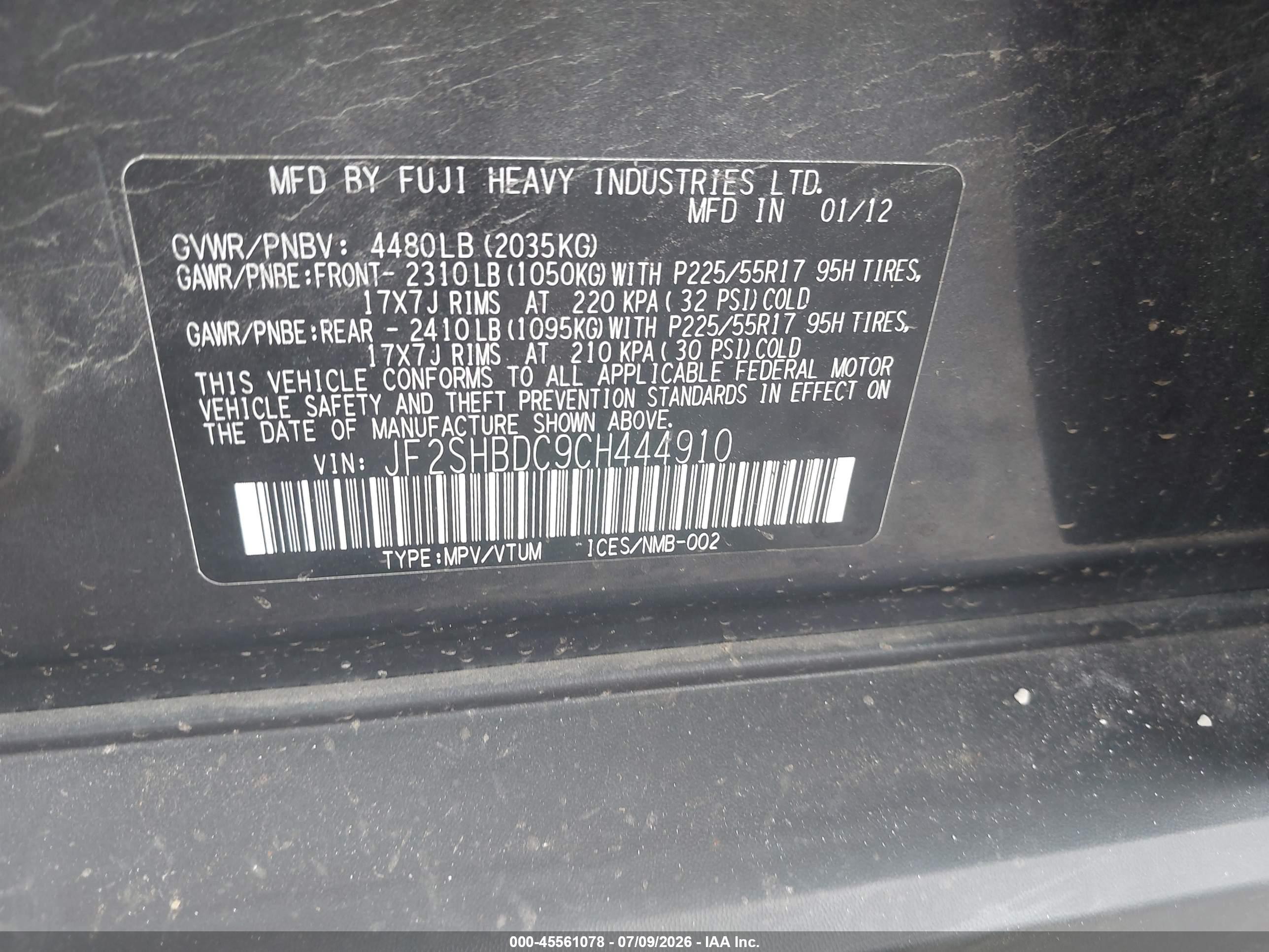 2012 Subaru Forester 2.5x Premium Navy vin: JF2SHBDC9CH444910