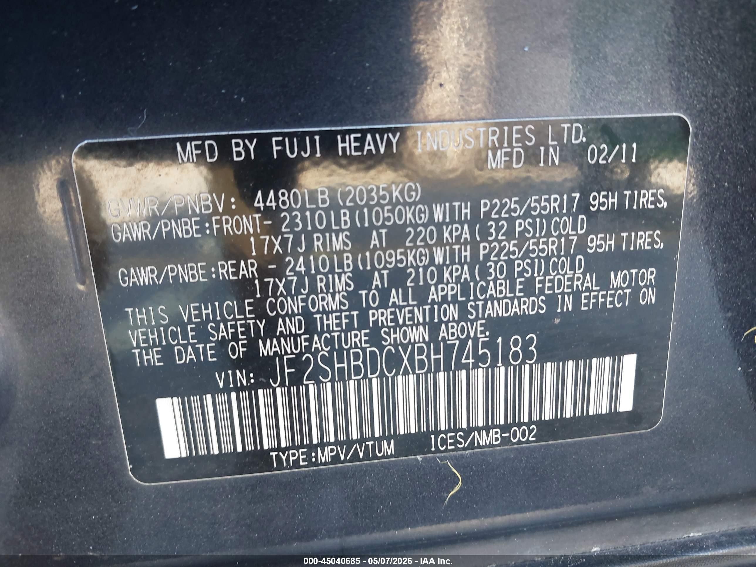 2011 Subaru Forester 2.5x Premium Black vin: JF2SHBDCXBH745183