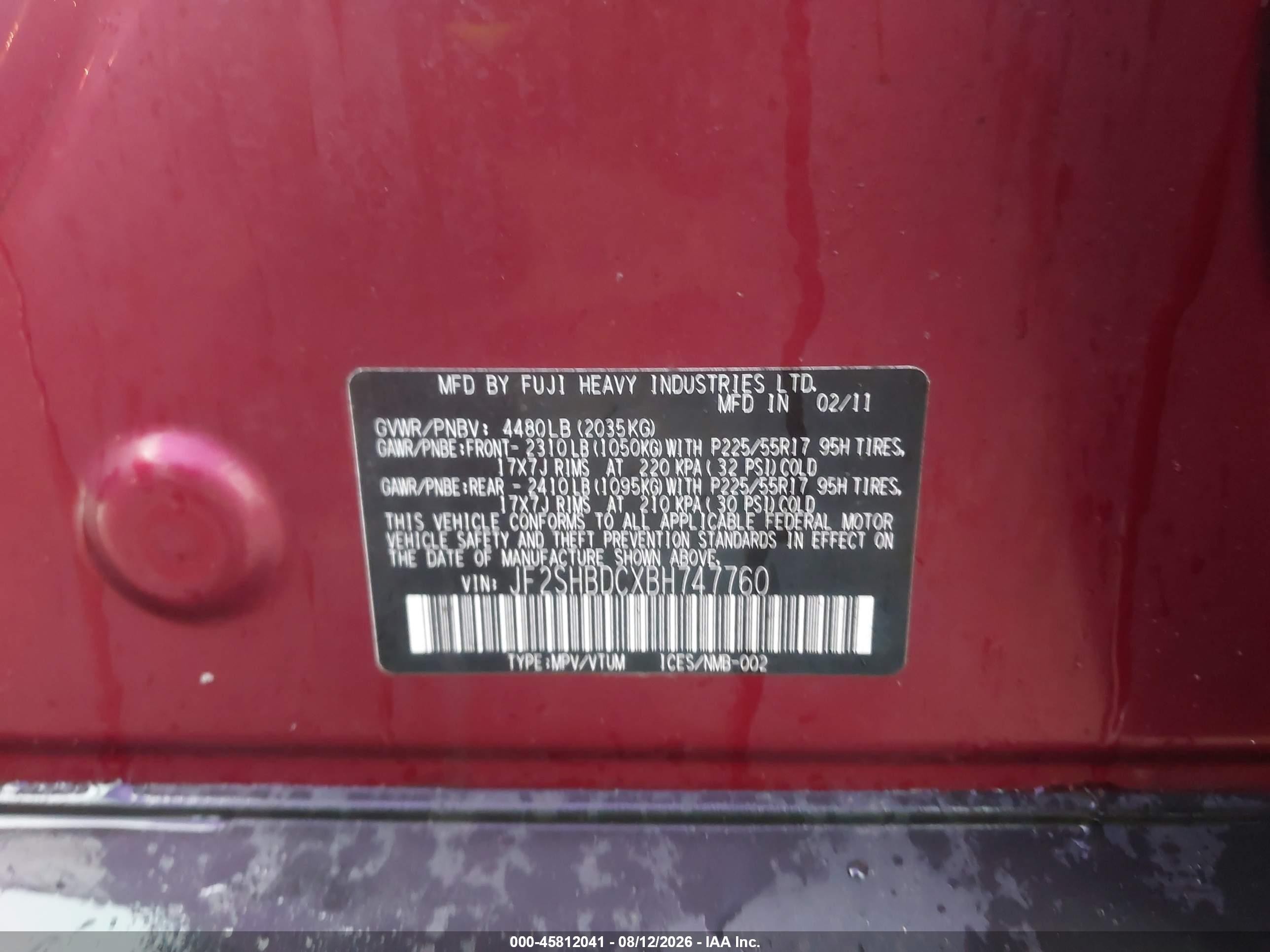 2011 Subaru Forester 2.5x Premium Burgundy vin: JF2SHBDCXBH747760