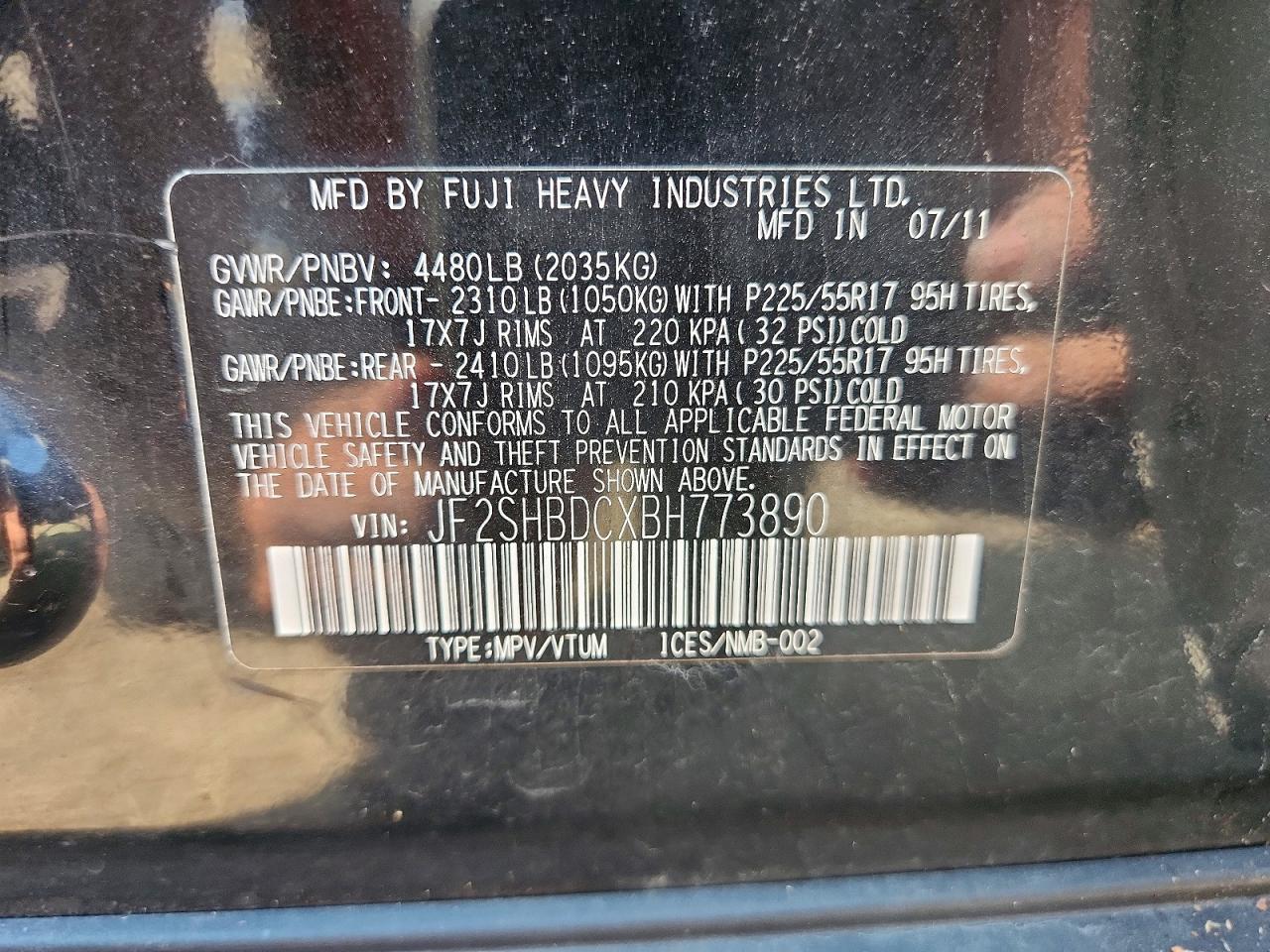 2011 Subaru Forester 2.5x Premium Black vin: JF2SHBDCXBH773890