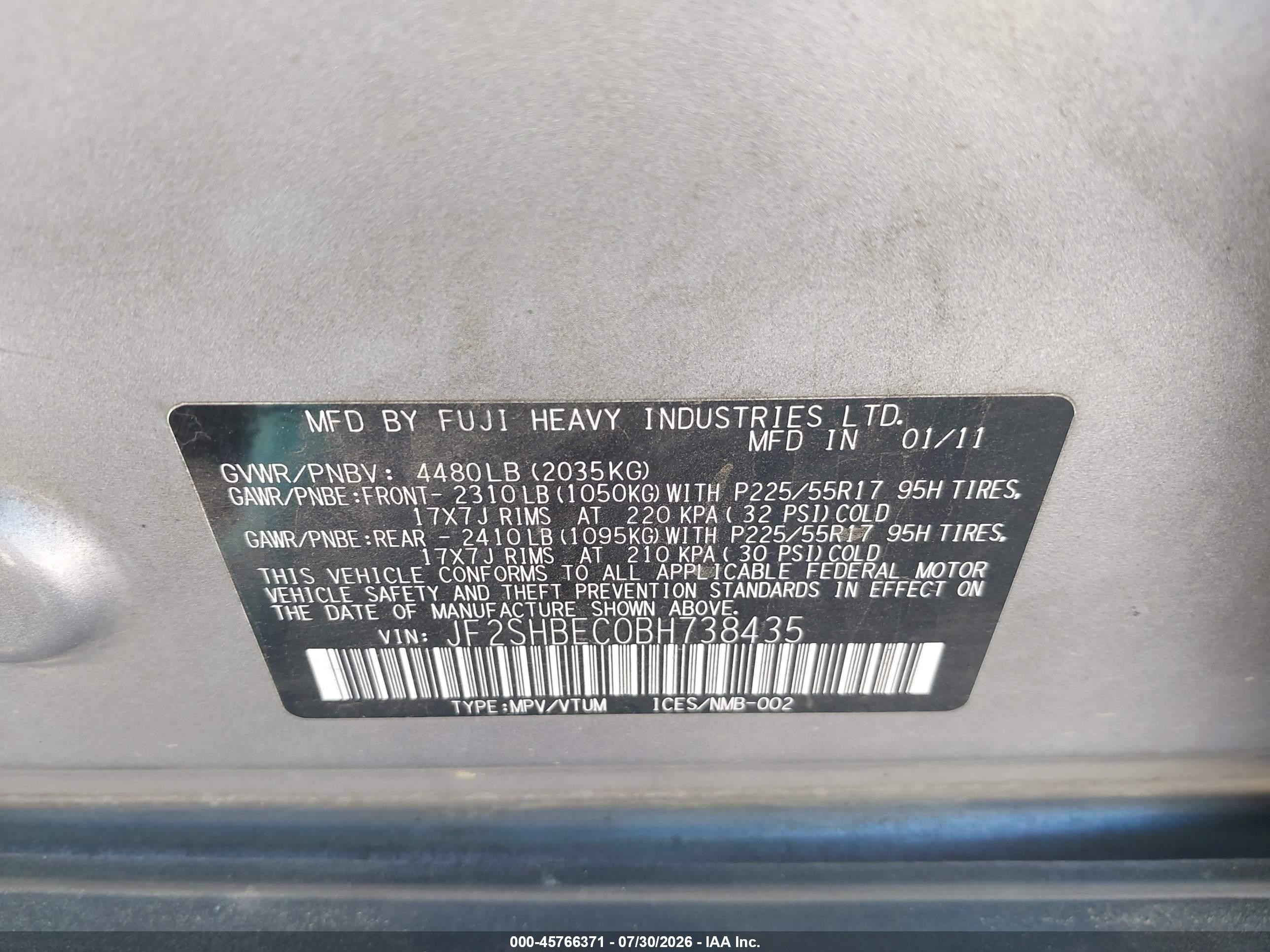 2011 Subaru Forester 2.5x Limited Gray vin: JF2SHBEC0BH738435