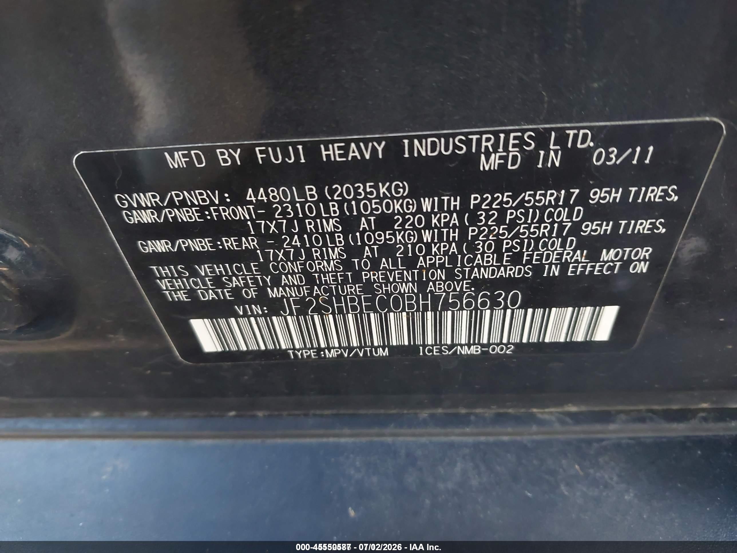 2011 Subaru Forester 2.5x Limited Gray vin: JF2SHBEC0BH756630