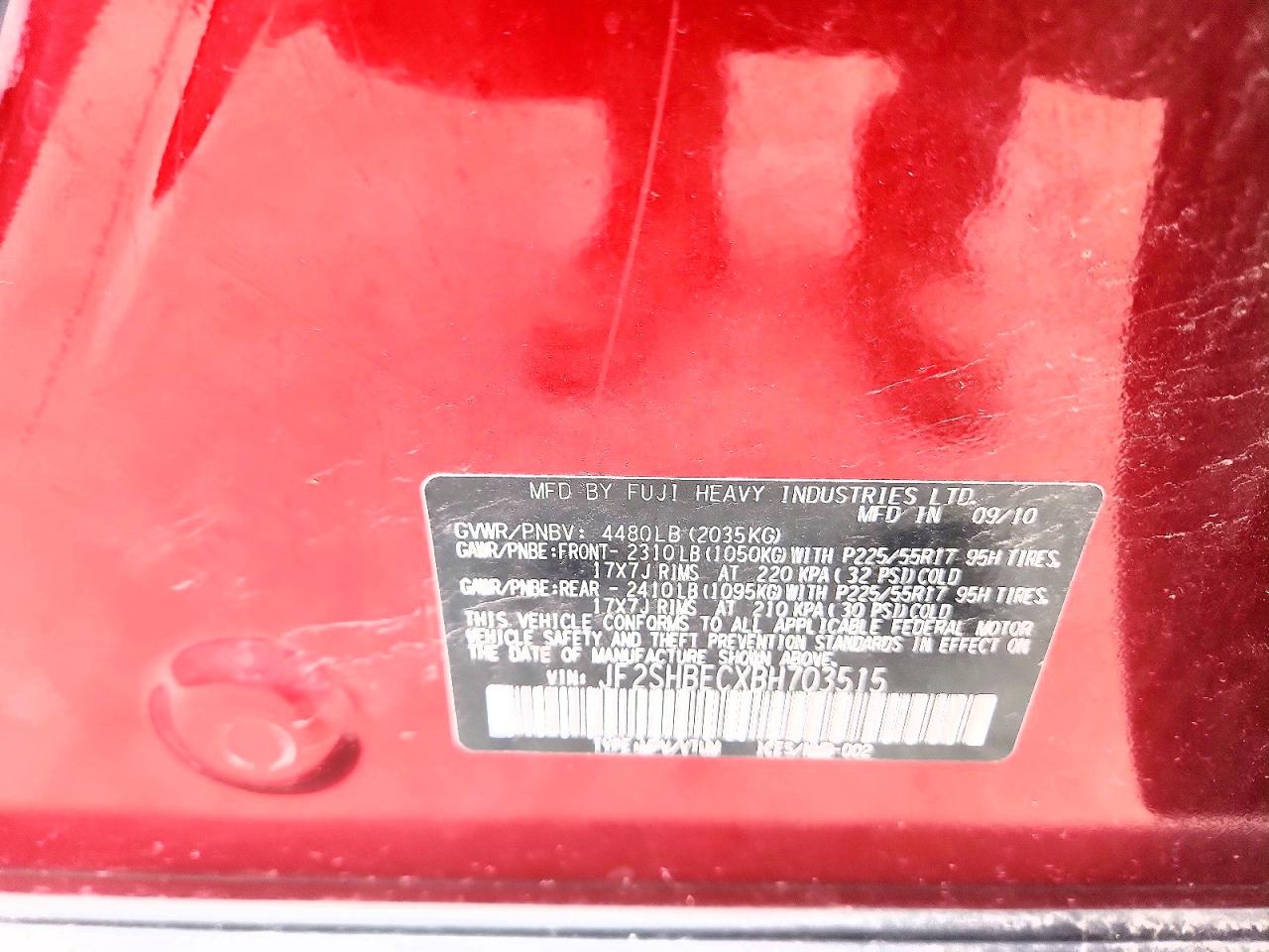 2011 Subaru Forester Limited Maroon vin: JF2SHBECXBH703515