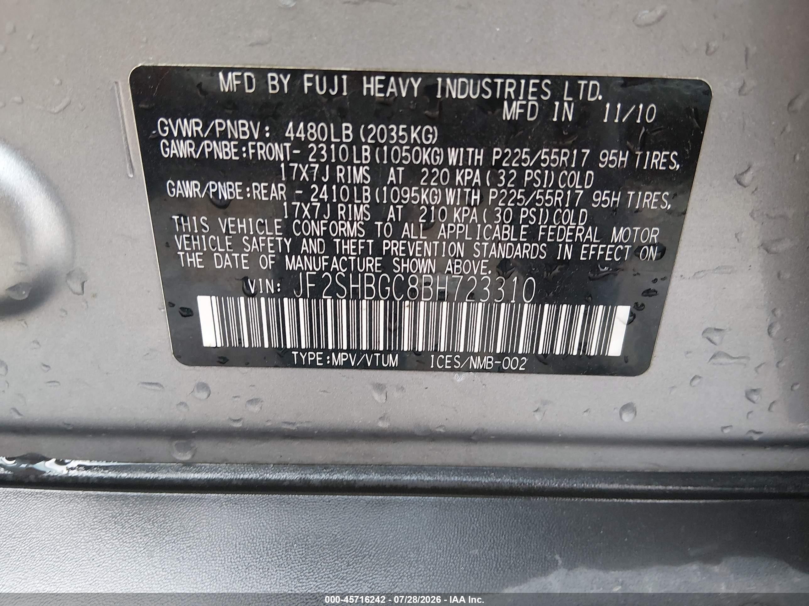 2011 Subaru Forester 2.5x Touring Silver vin: JF2SHBGC8BH723310