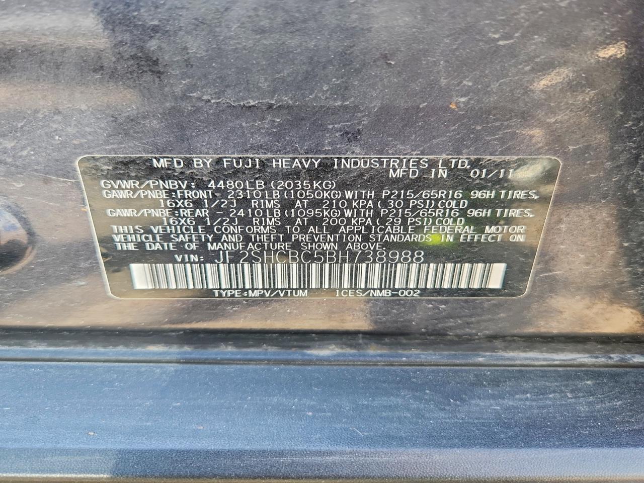 2011 Subaru Forester 2.5x Gray vin: JF2SHCBC5BH738988
