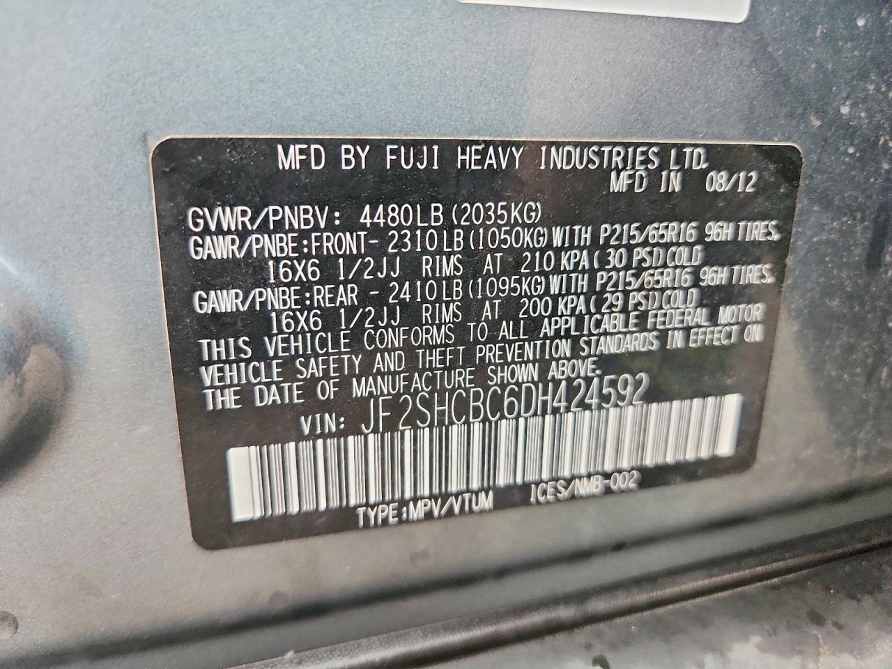 2013 Subaru Forester 2.5x Blue vin: JF2SHCBC6DH424592