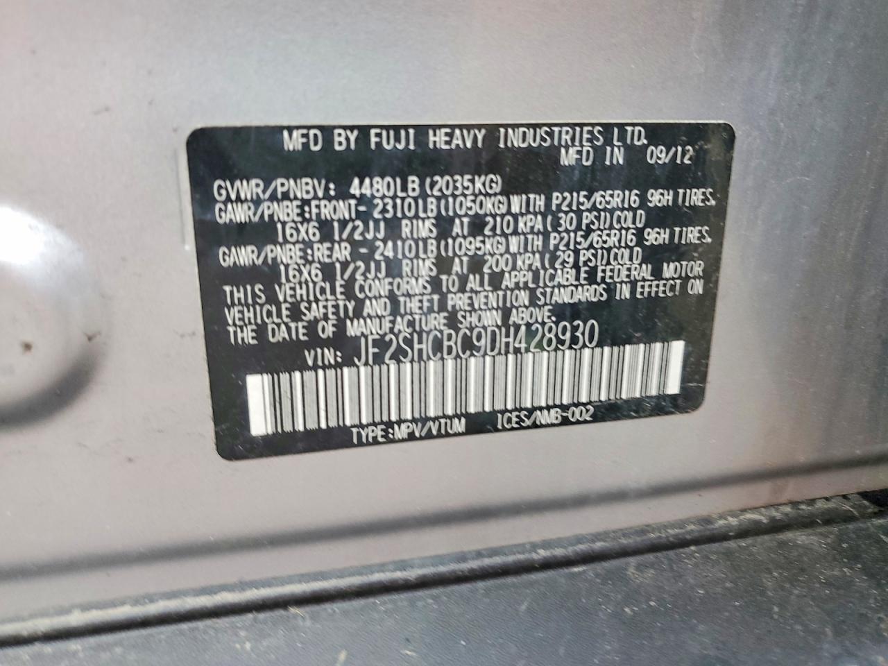 2013 Subaru Forester 2.5x Silver vin: JF2SHCBC9DH428930