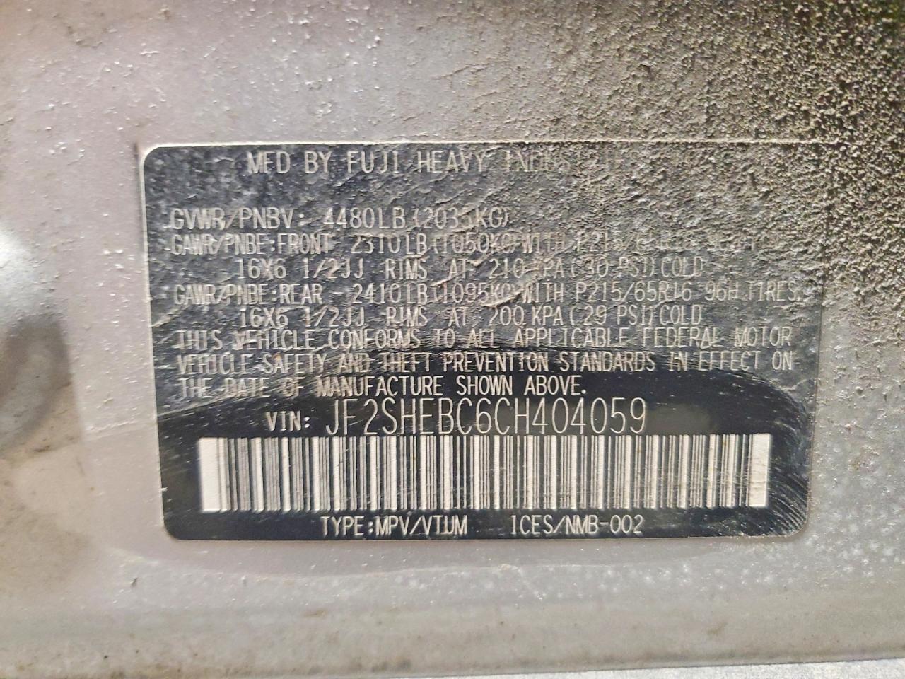 2012 Subaru Forester 2.5x Silver vin: JF2SHEBC6CH404059