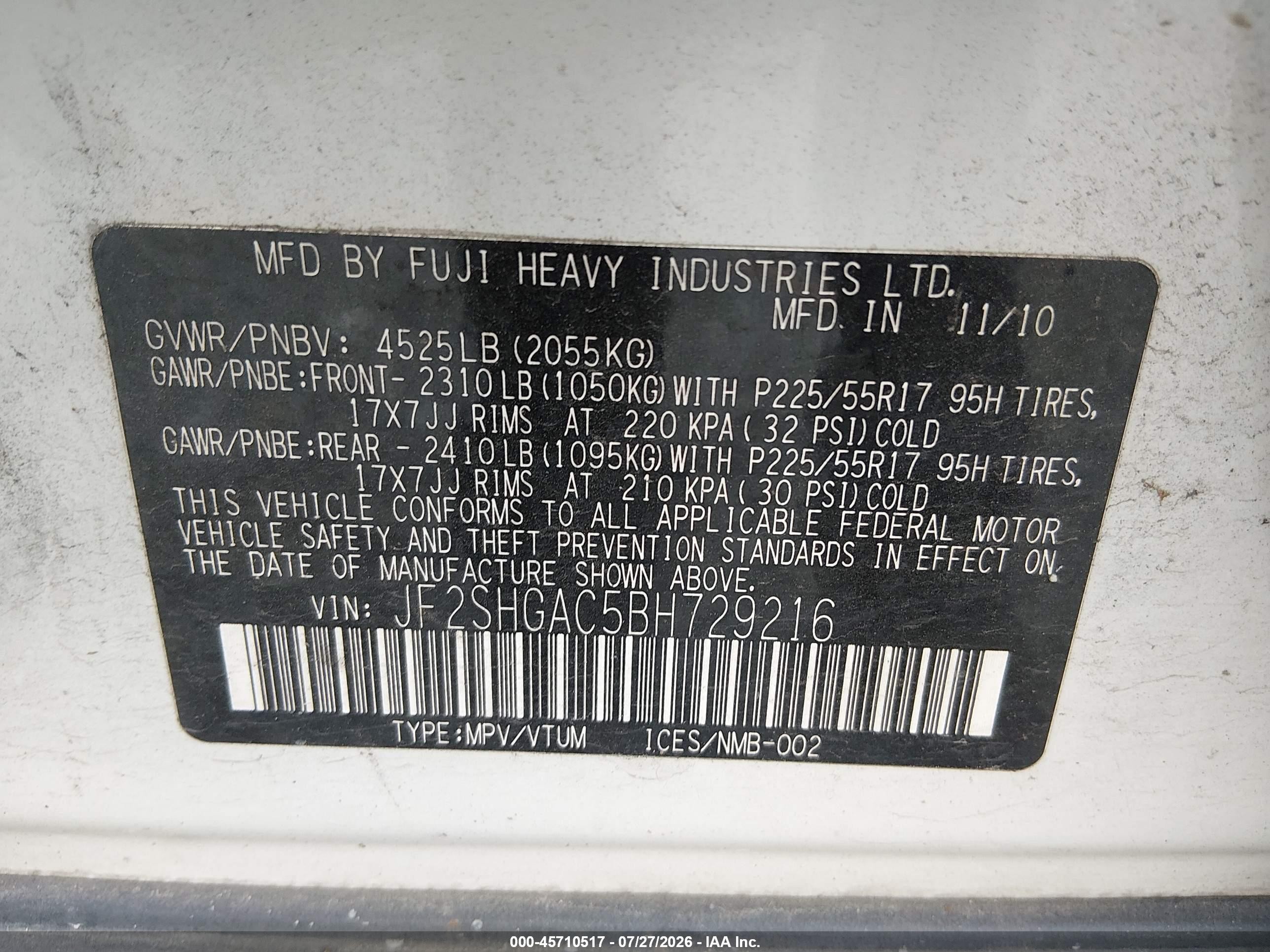 2011 Subaru Forester 2.5xt Premium White vin: JF2SHGAC5BH729216