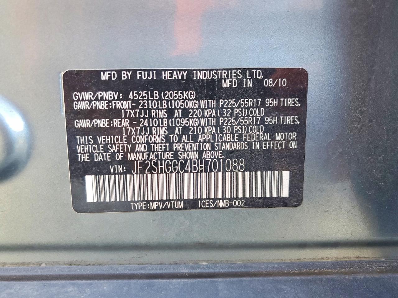 2011 Subaru Forester Touring Gray vin: JF2SHGGC4BH701088