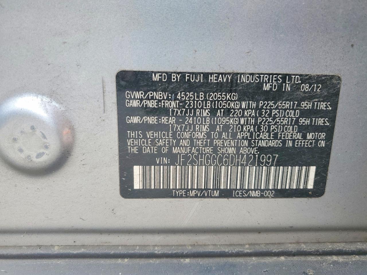 2013 Subaru Forester Touring Silver vin: JF2SHGGC6DH421997